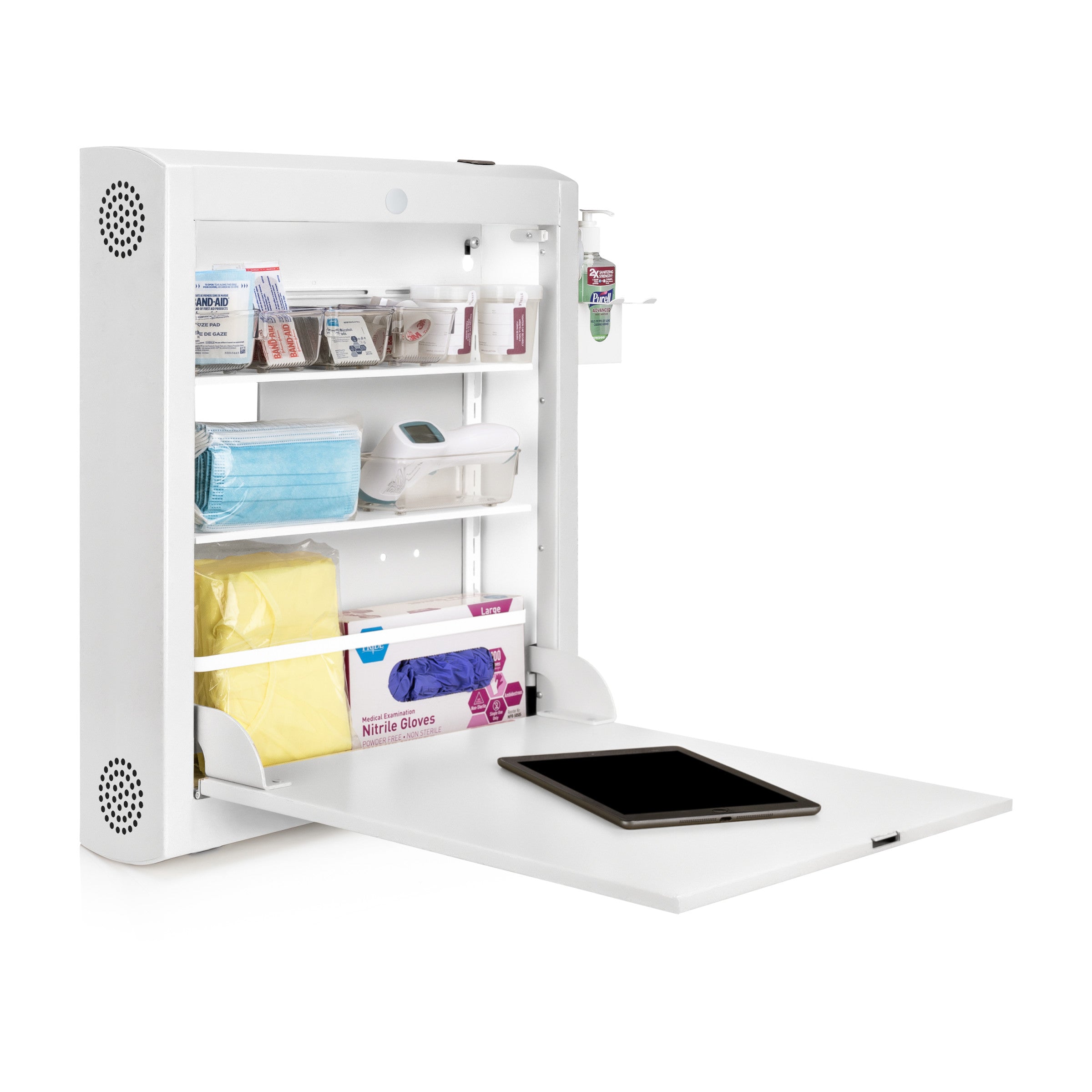 CarePod™ Narrow Wall-Mounted Workstations, 6" Depth, Powder White