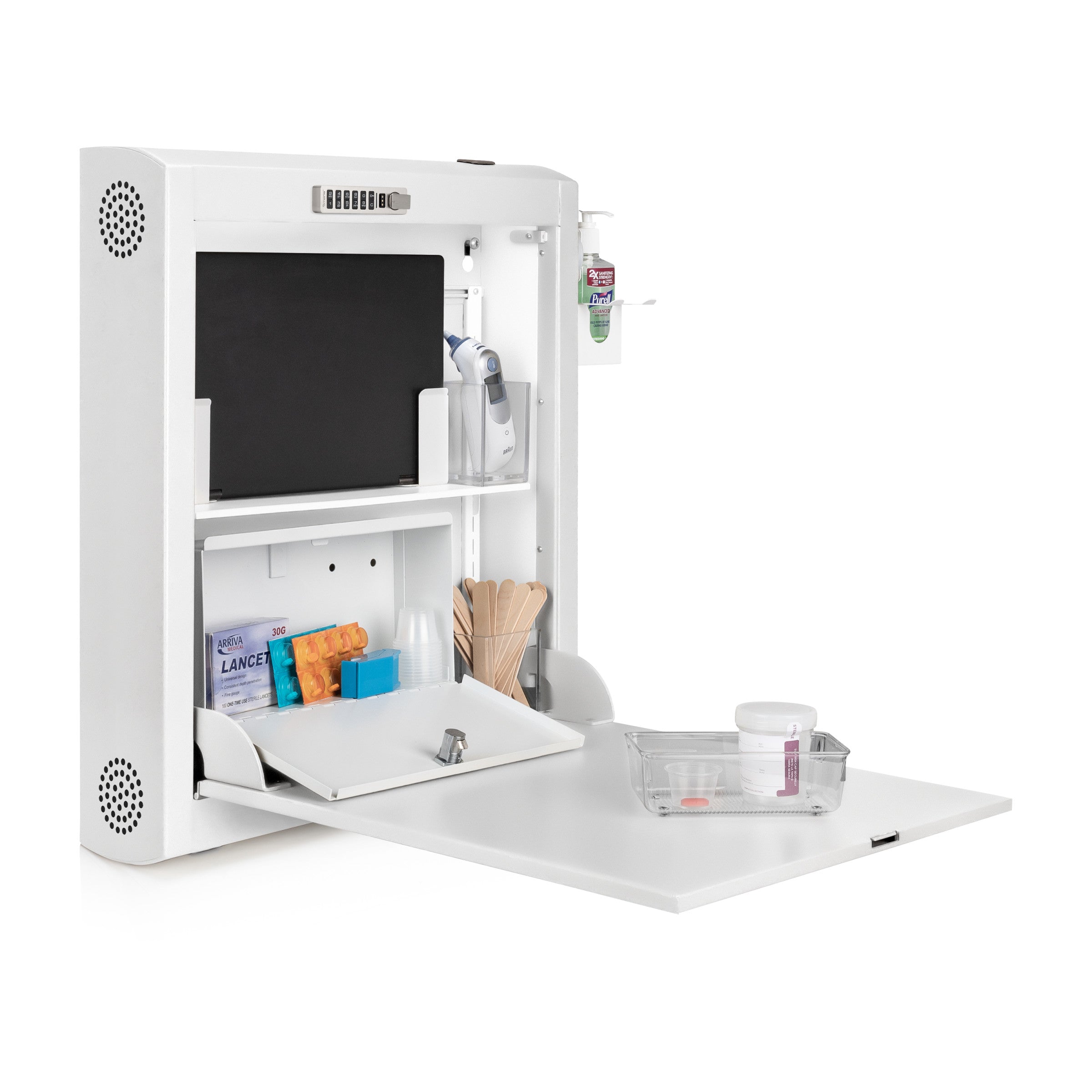CarePod™ Narrow Wall-Mounted Workstations, 6" Depth, Powder White