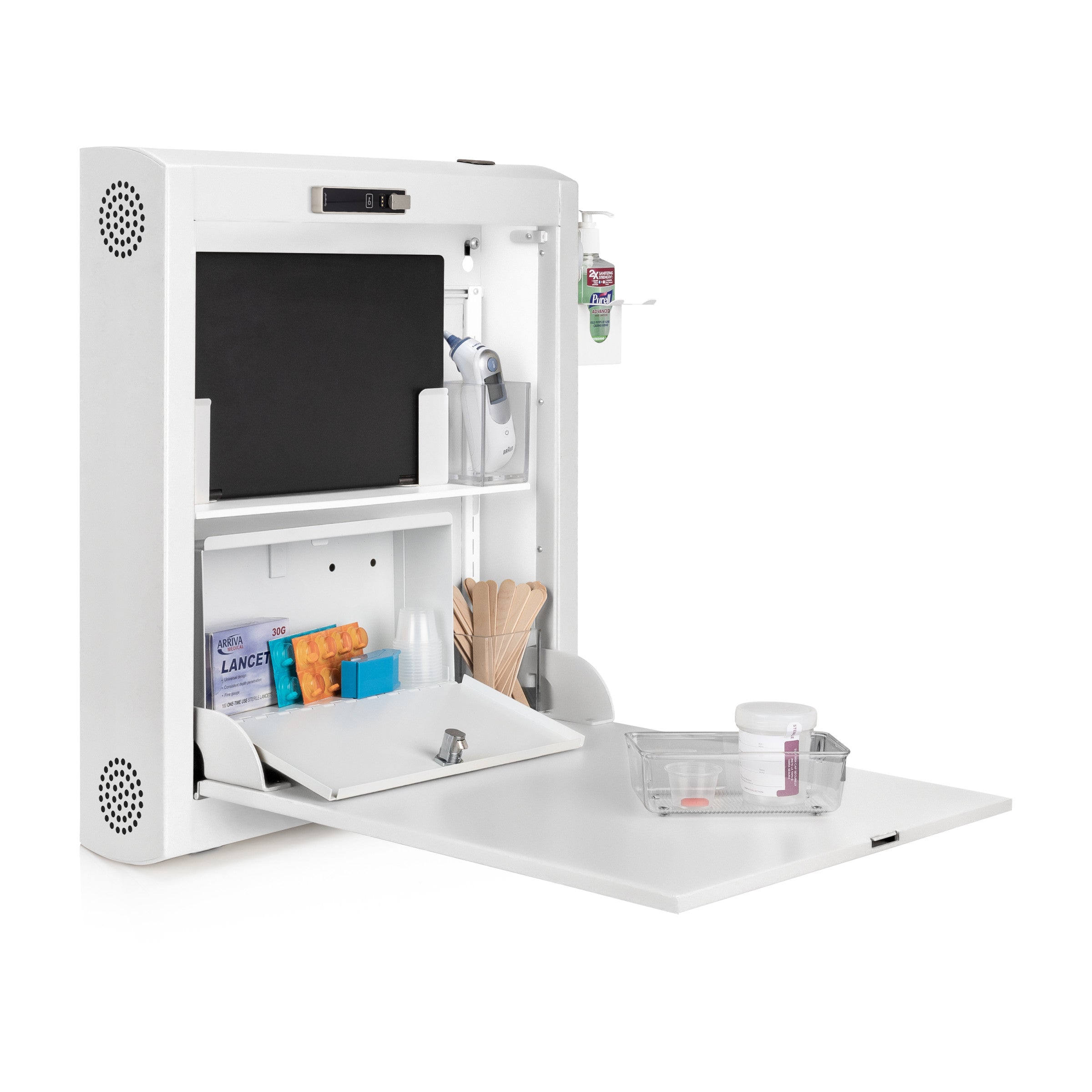 CarePod™ Narrow Wall-Mounted Workstations, 6" Depth, Powder White