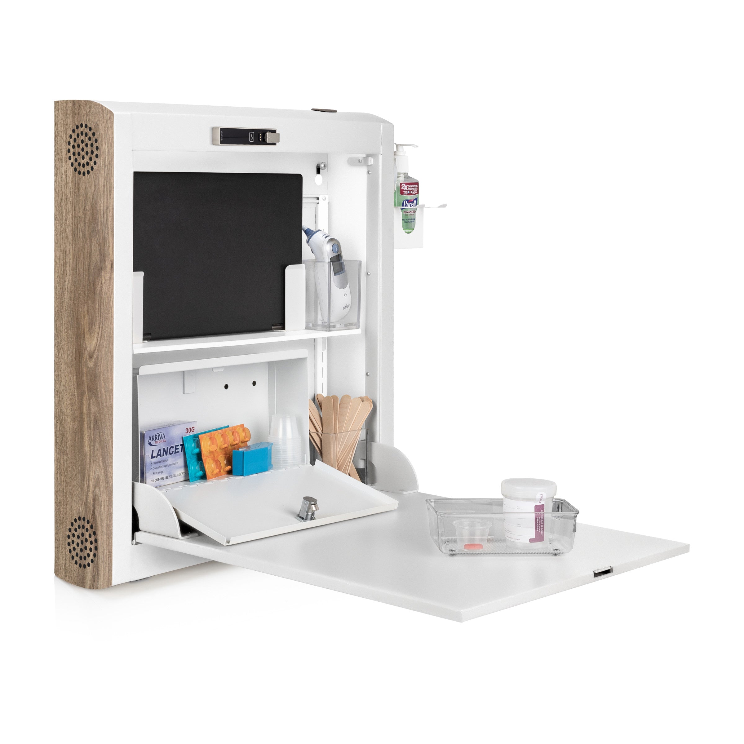 CarePod™ Narrow Wall-Mounted Workstations, 6" Depth, Powder White