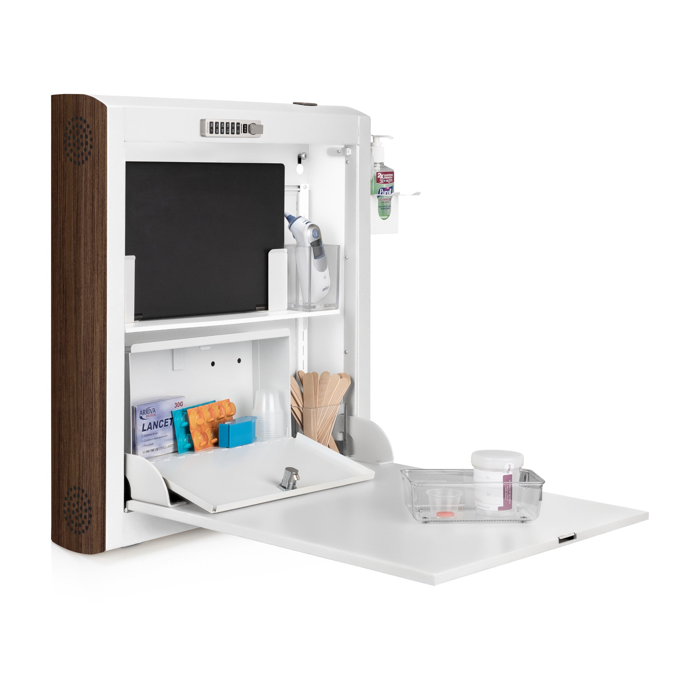 CarePod™ Narrow Wall-Mounted Workstations, 6" Depth, Powder White