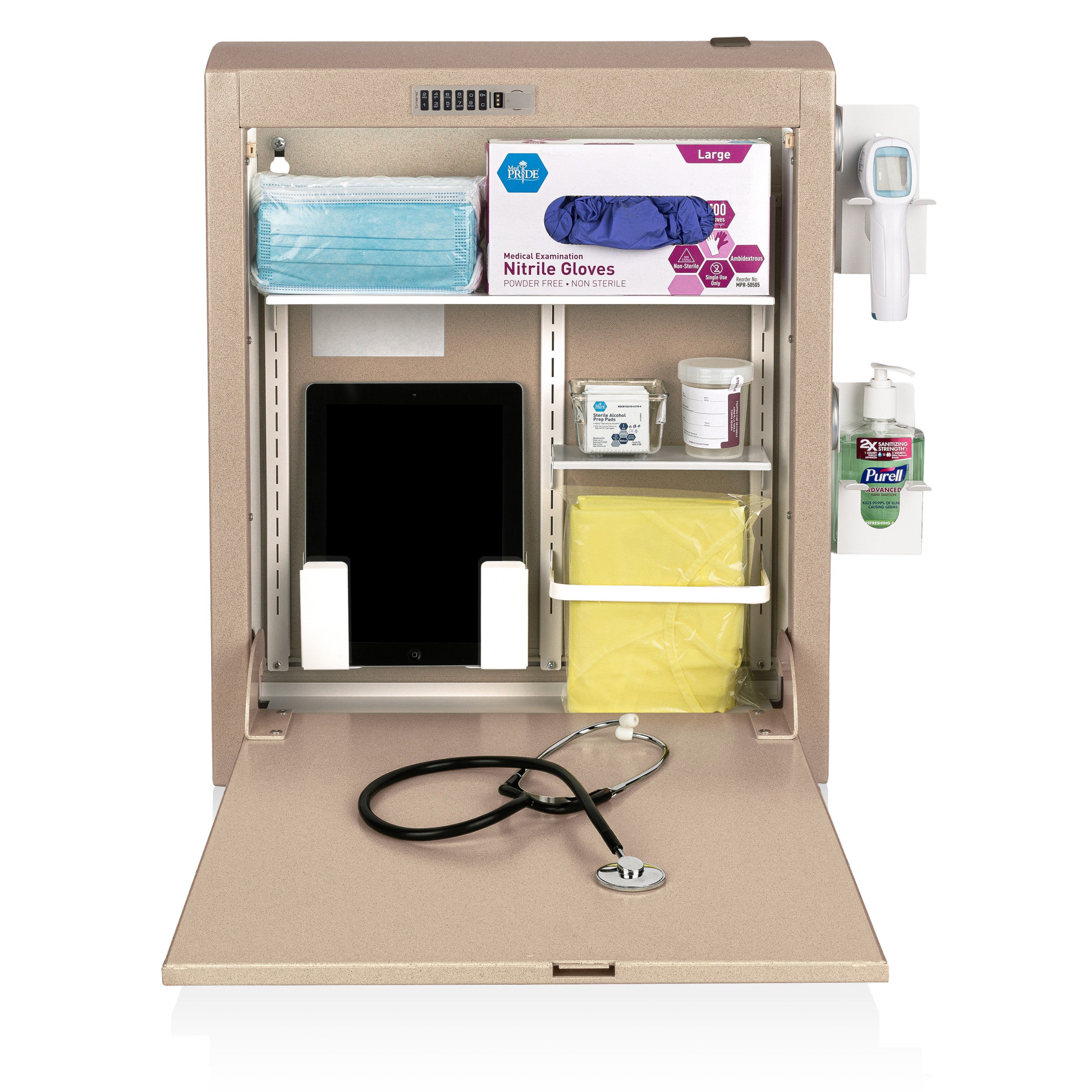 CarePod™ Narrow Wall-Mounted Workstations, 6" Depth, Sandstone