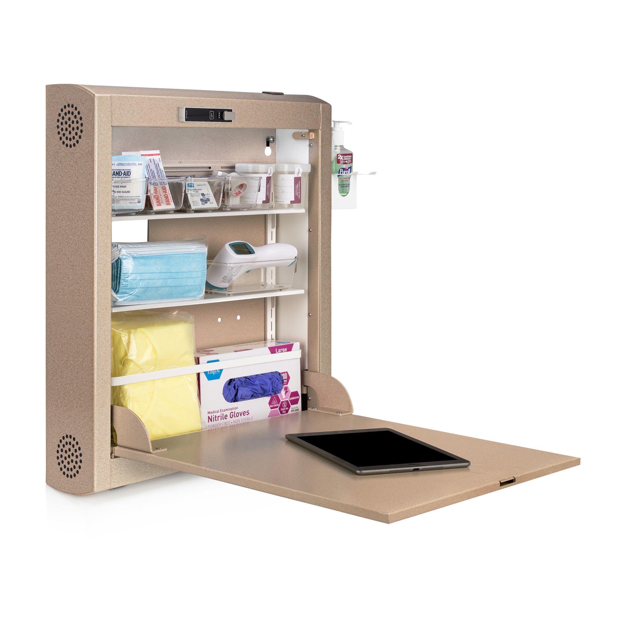 CarePod™ Narrow Wall-Mounted Workstations, 6" Depth, Sandstone