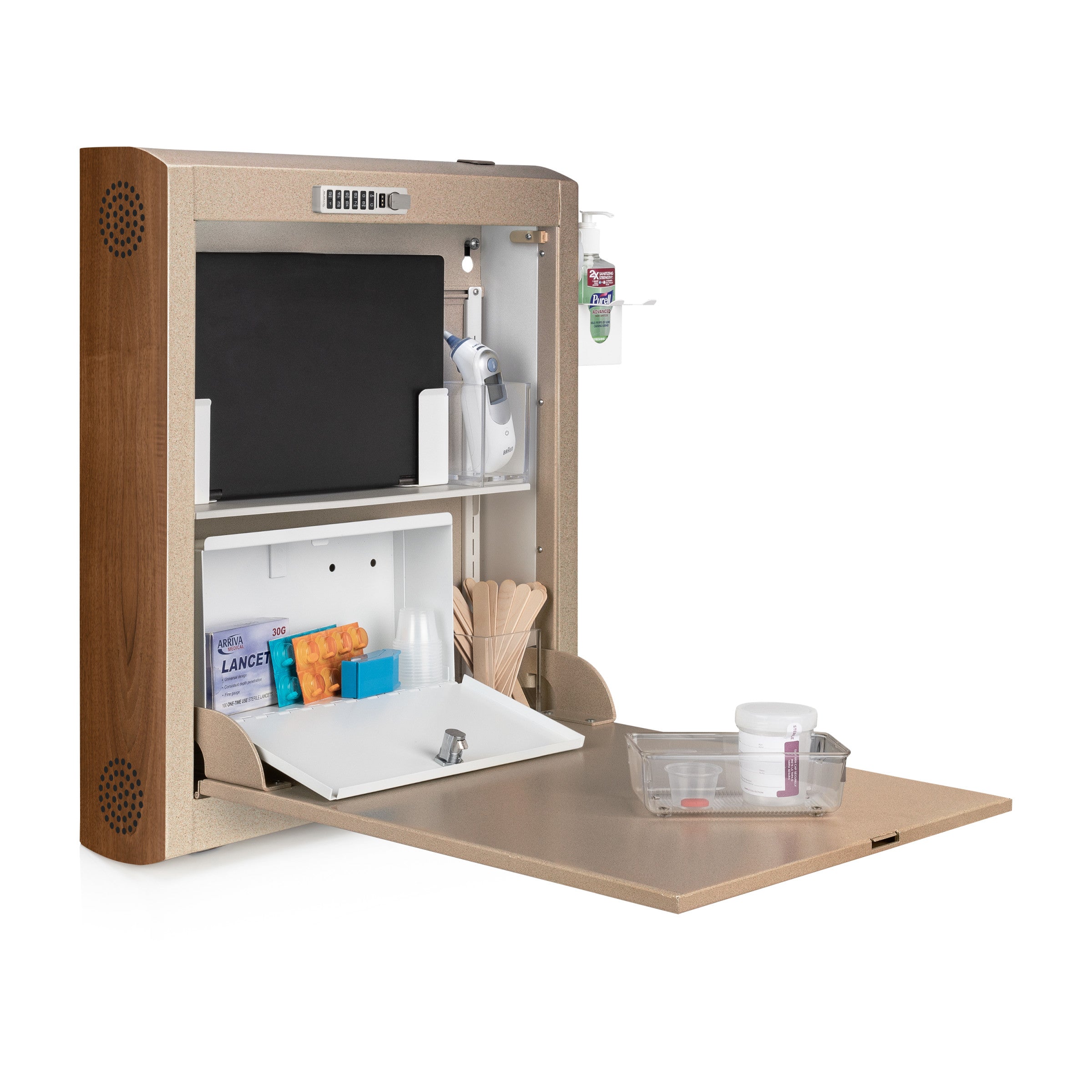 CarePod™ Narrow Wall-Mounted Workstations, 6" Depth, Sandstone