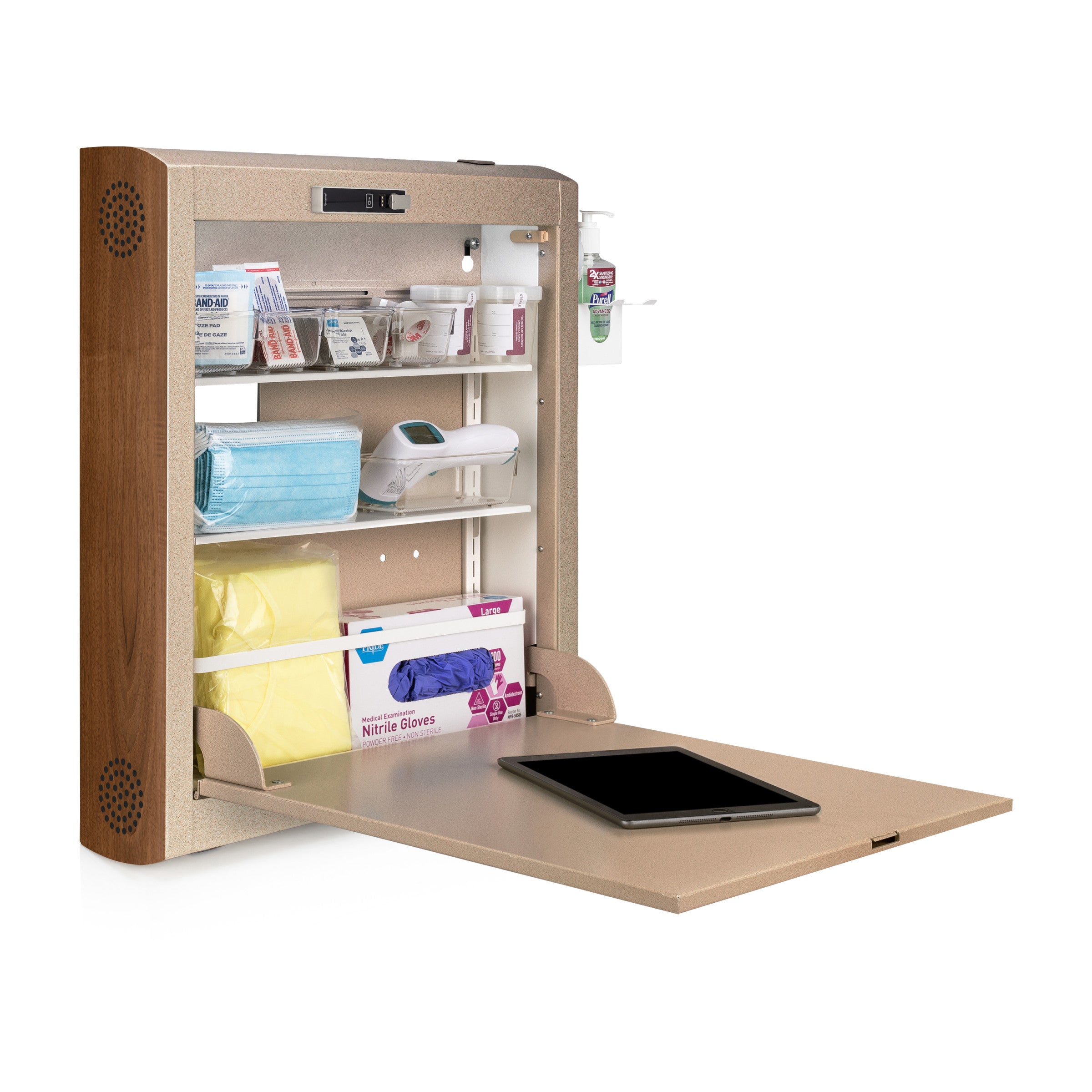 CarePod™ Narrow Wall-Mounted Workstations, 6" Depth, Sandstone