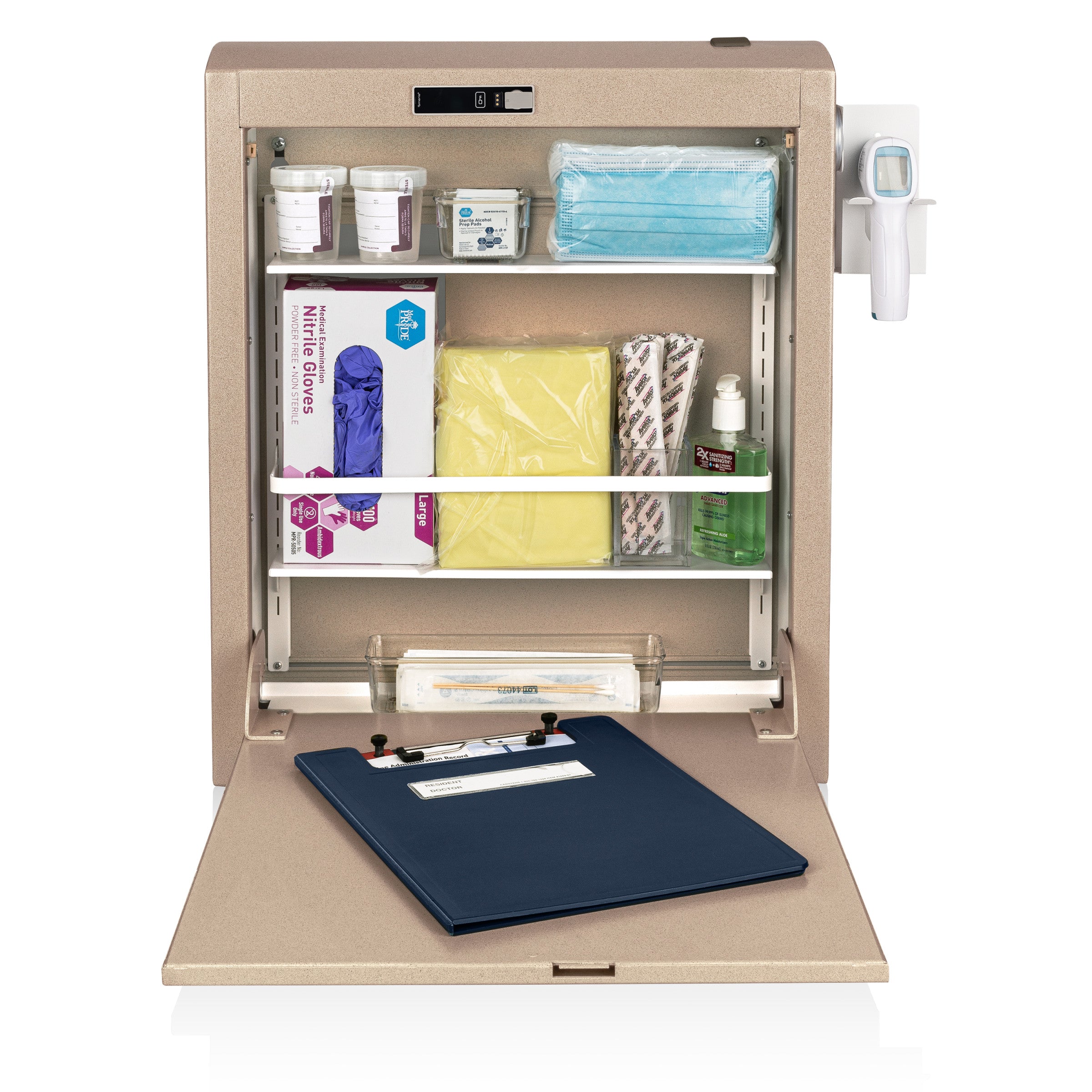 CarePod™ Narrow Wall-Mounted Workstations, 6" Depth, Sandstone