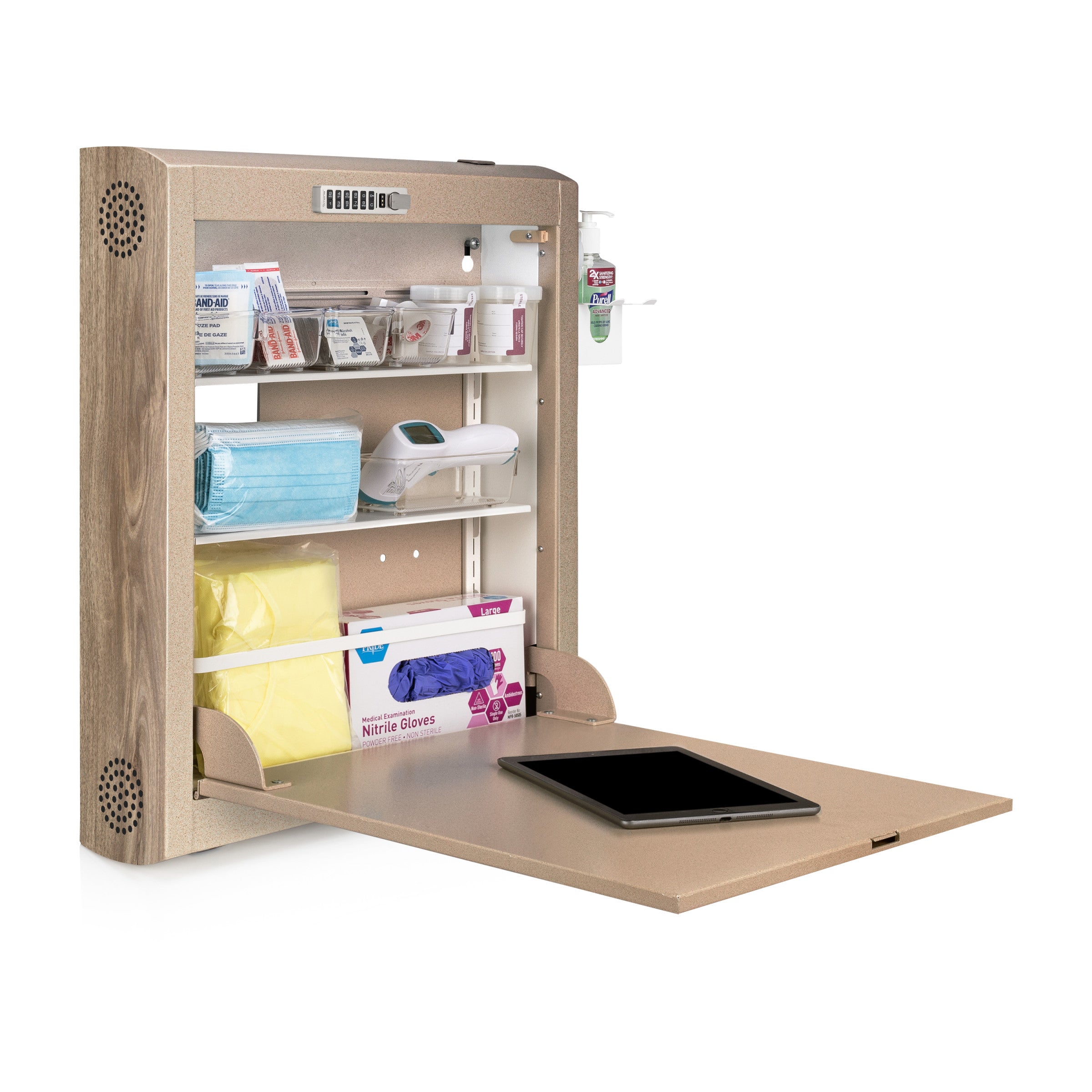 CarePod™ Narrow Wall-Mounted Workstations, 6" Depth, Sandstone