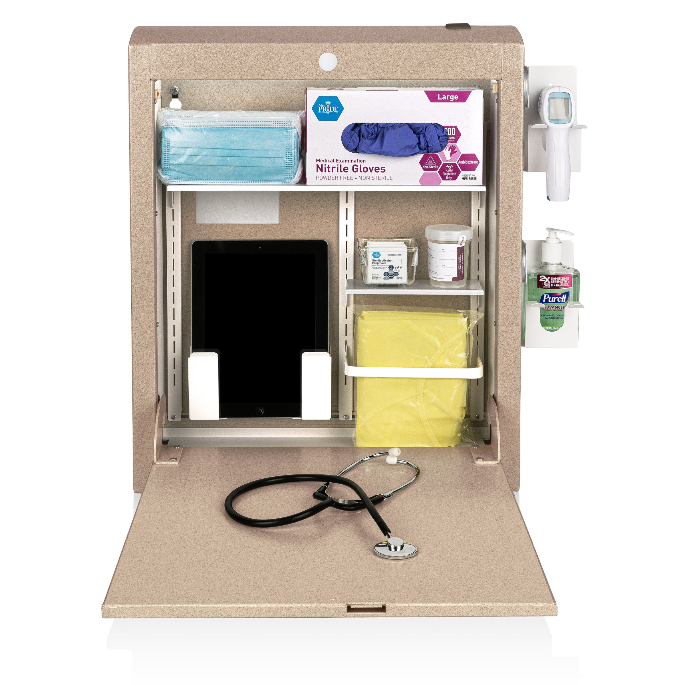 CarePod™ Narrow Wall-Mounted Workstations, 6" Depth, Sandstone