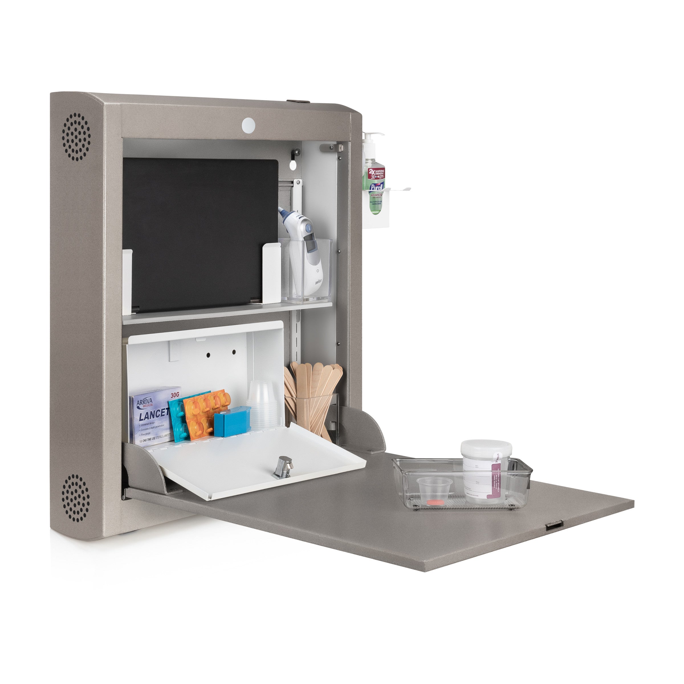 CarePod™ Narrow Wall-Mounted Workstations, 6" Depth, River Rock