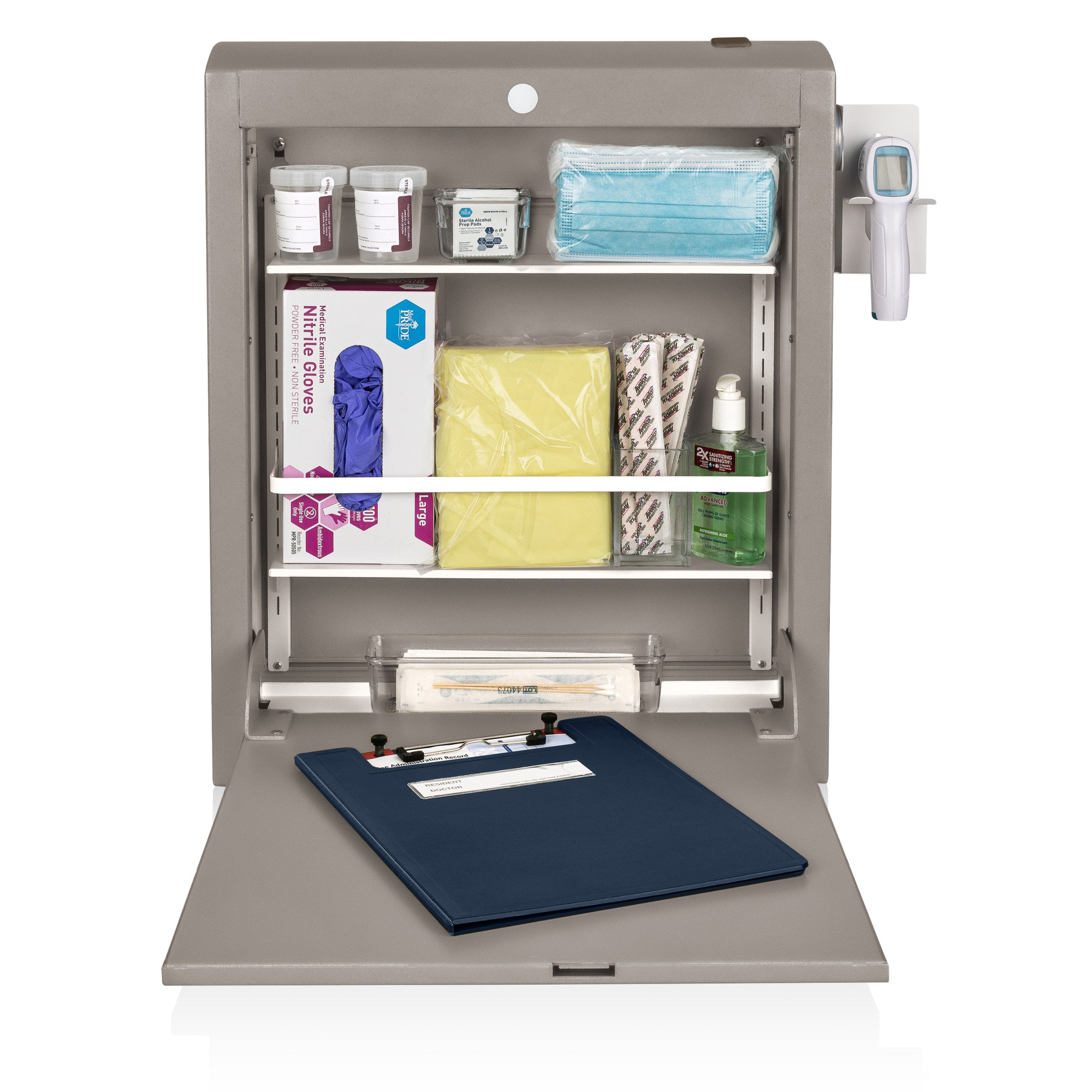 CarePod™ Narrow Wall-Mounted Workstations, 6" Depth, River Rock