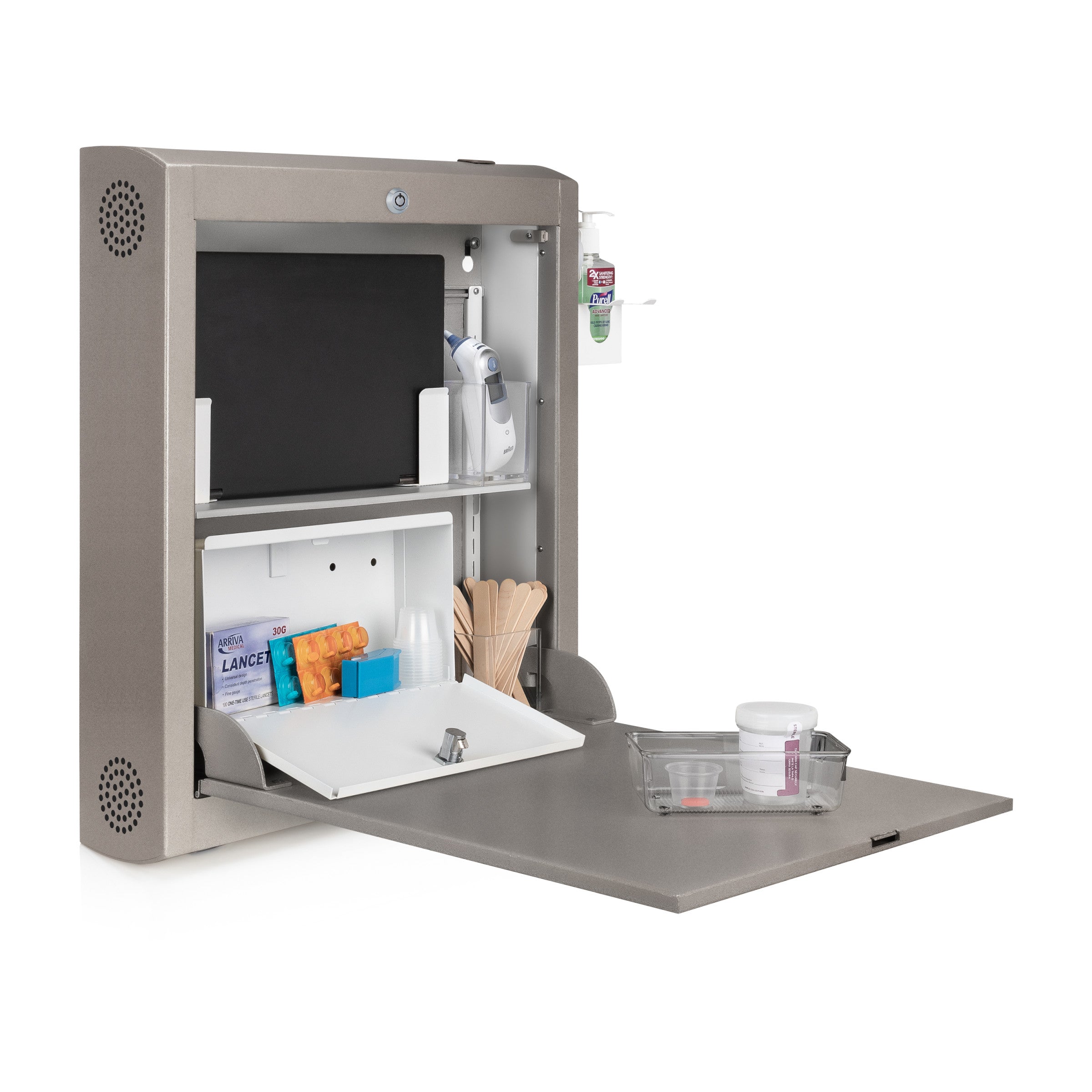 CarePod™ Narrow Wall-Mounted Workstations, 6" Depth, River Rock