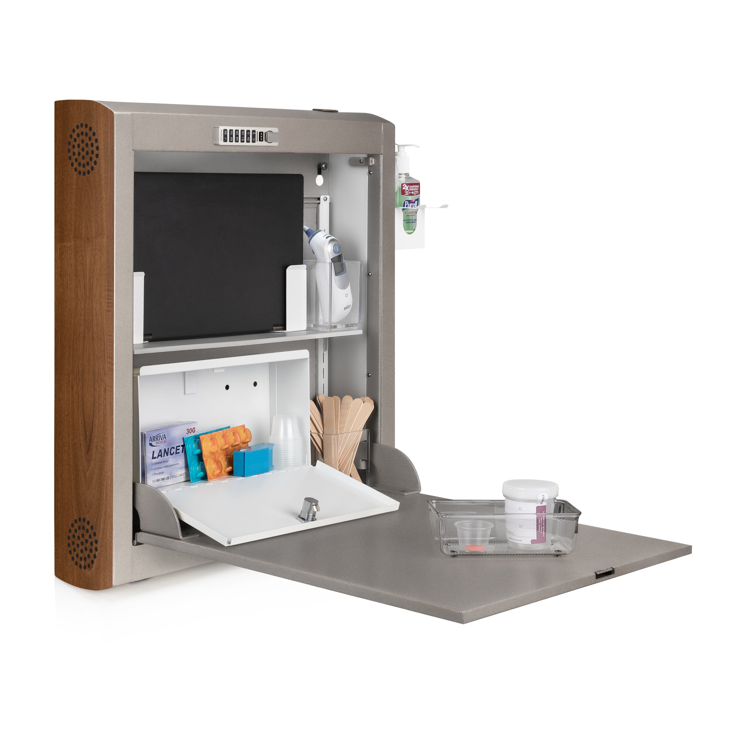 CarePod™ Narrow Wall-Mounted Workstations, 6" Depth, River Rock