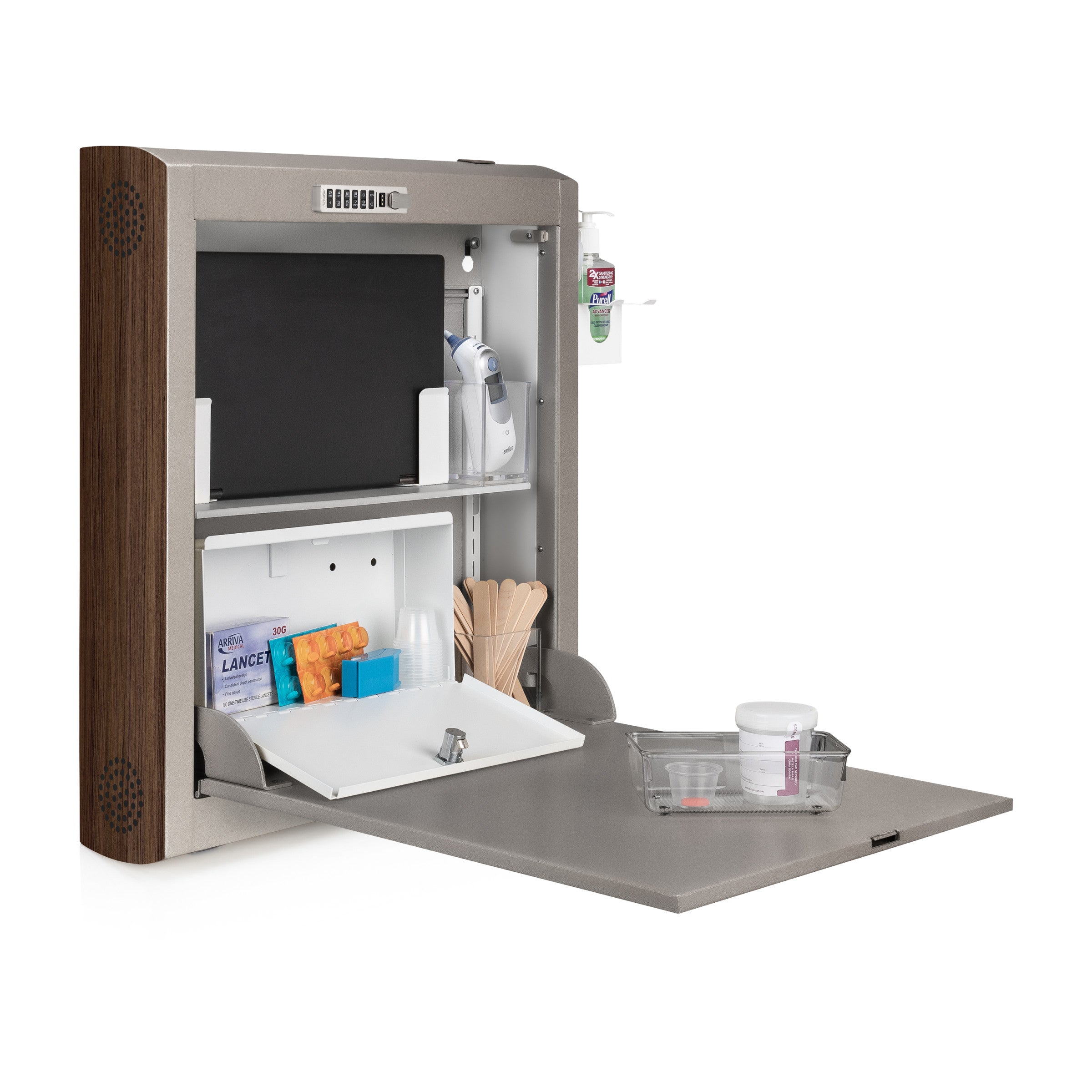 CarePod™ Narrow Wall-Mounted Workstations, 6" Depth, River Rock