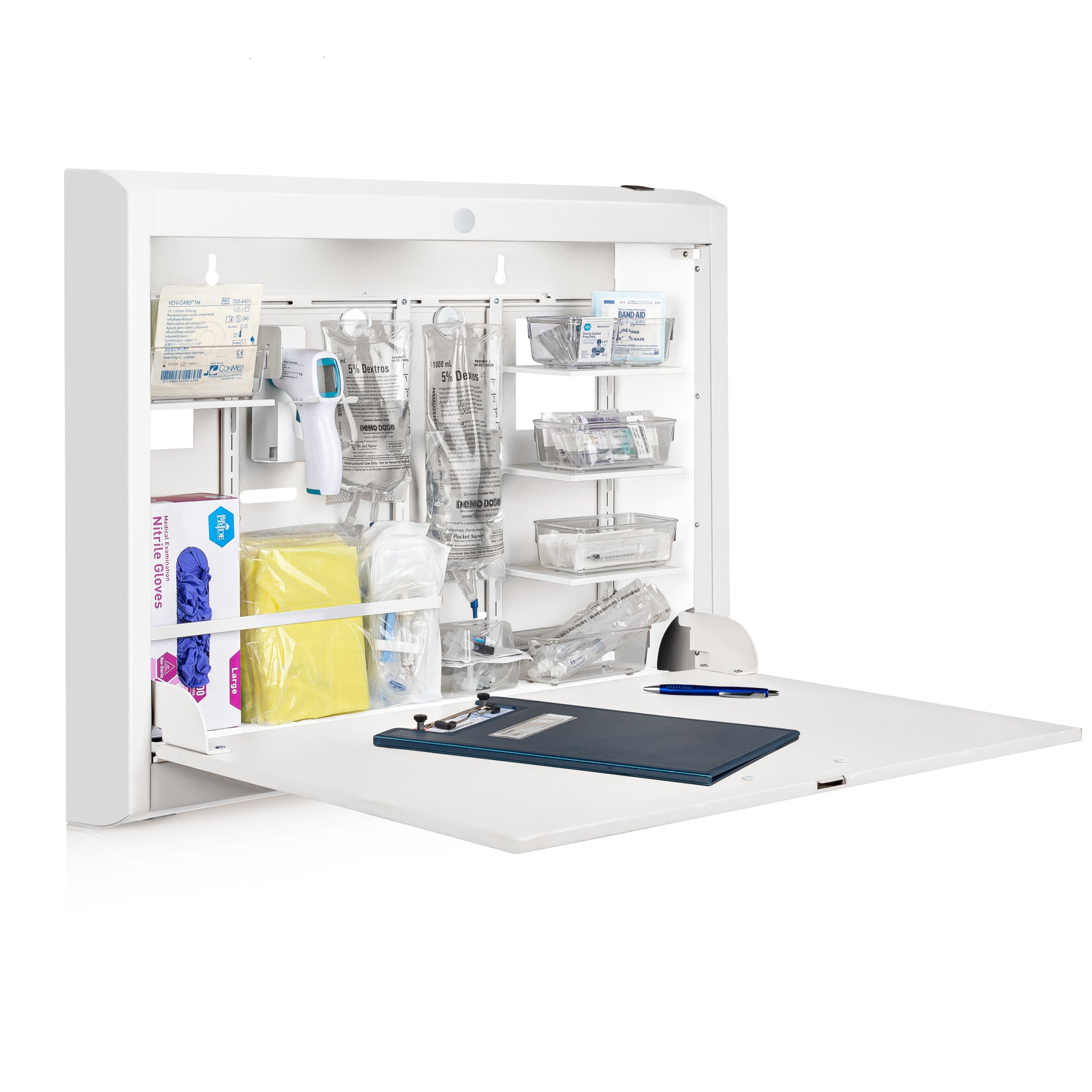 CarePod® Wide 4” Wall-Mounted Workstations with Standard Door, Powder White