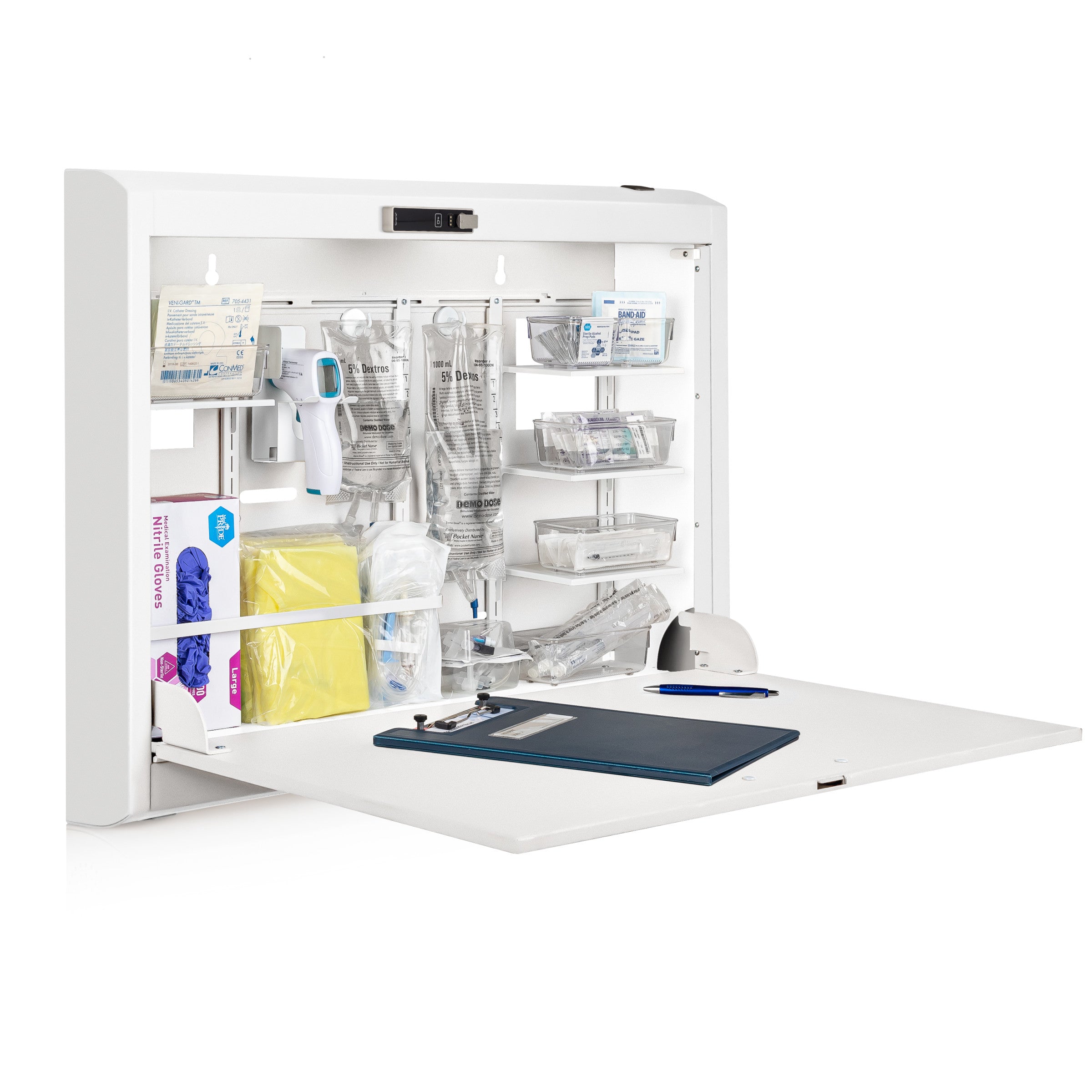CarePod® Wide 4” Wall-Mounted Workstations with Standard Door, Powder White