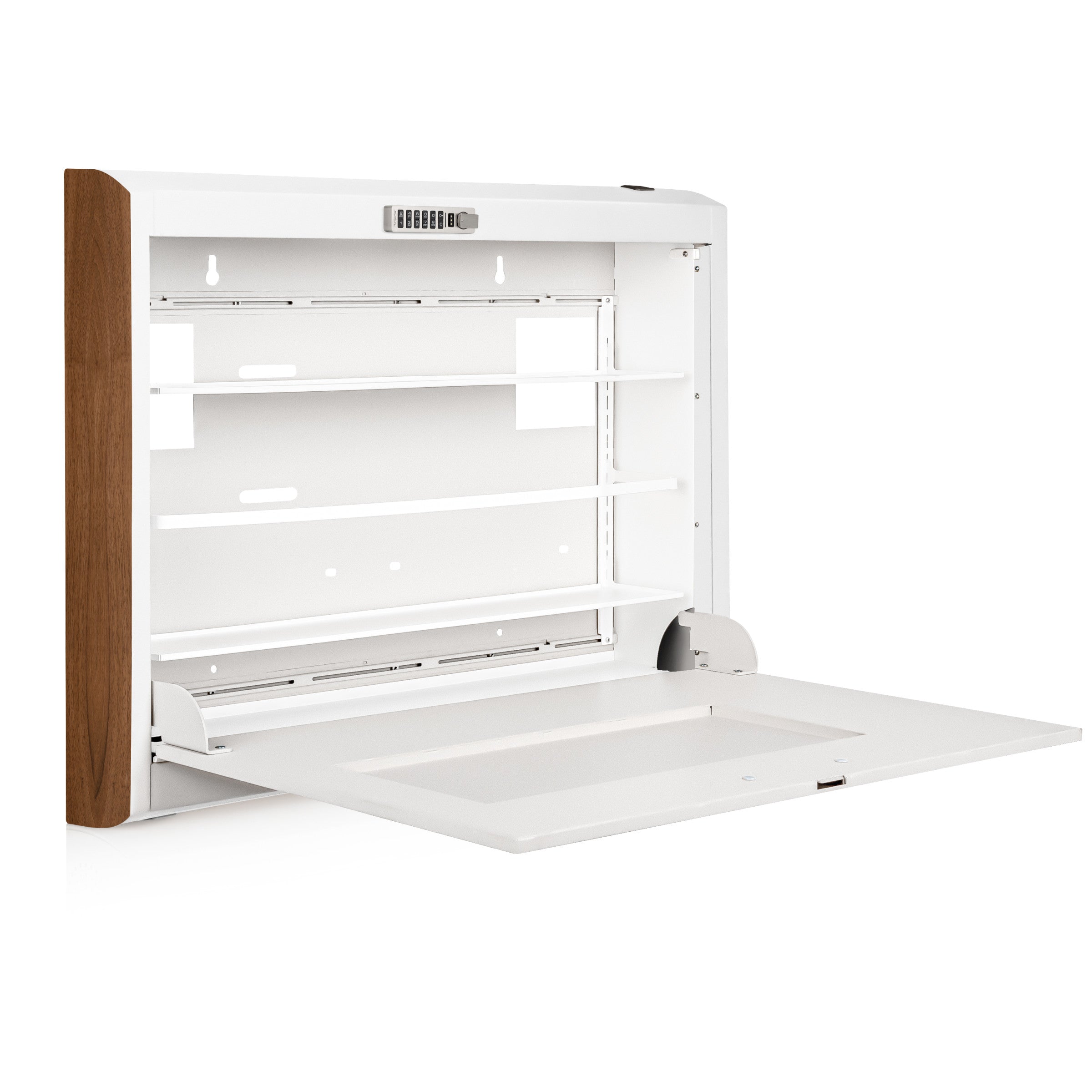 CarePod® Wide 4” Wall-Mounted Workstations with Keyboard Door, Powder White