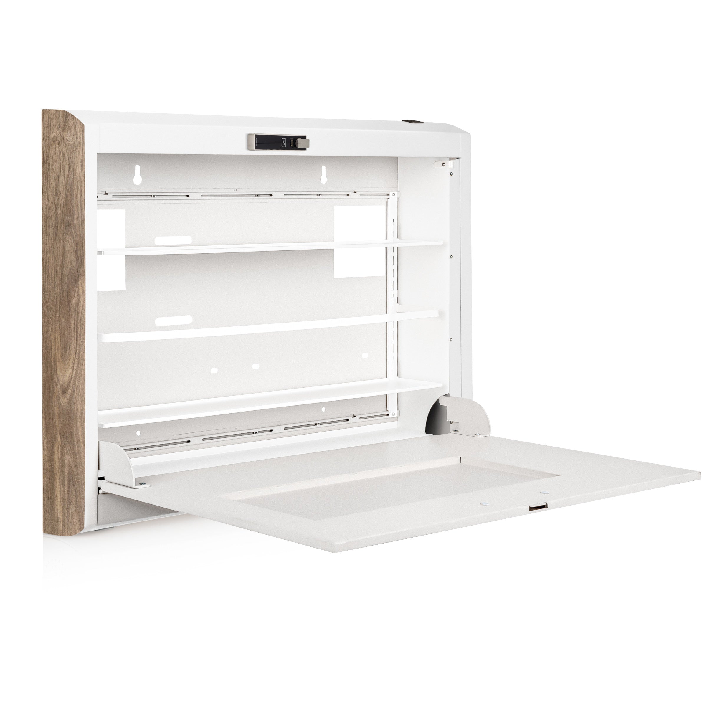 CarePod® Wide 4” Wall-Mounted Workstations with Keyboard Door, Powder White