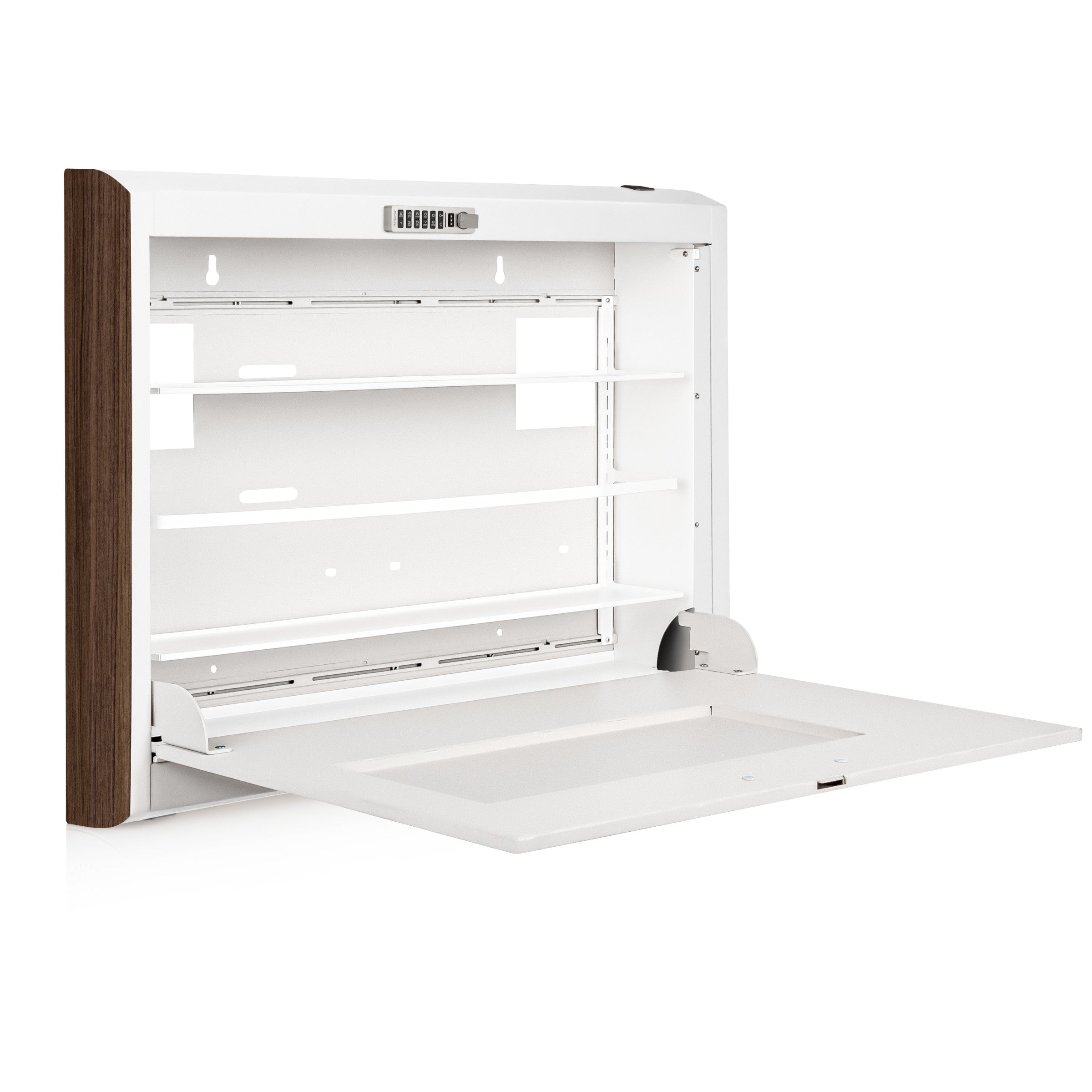 CarePod® Wide 4” Wall-Mounted Workstations with Keyboard Door, Powder White