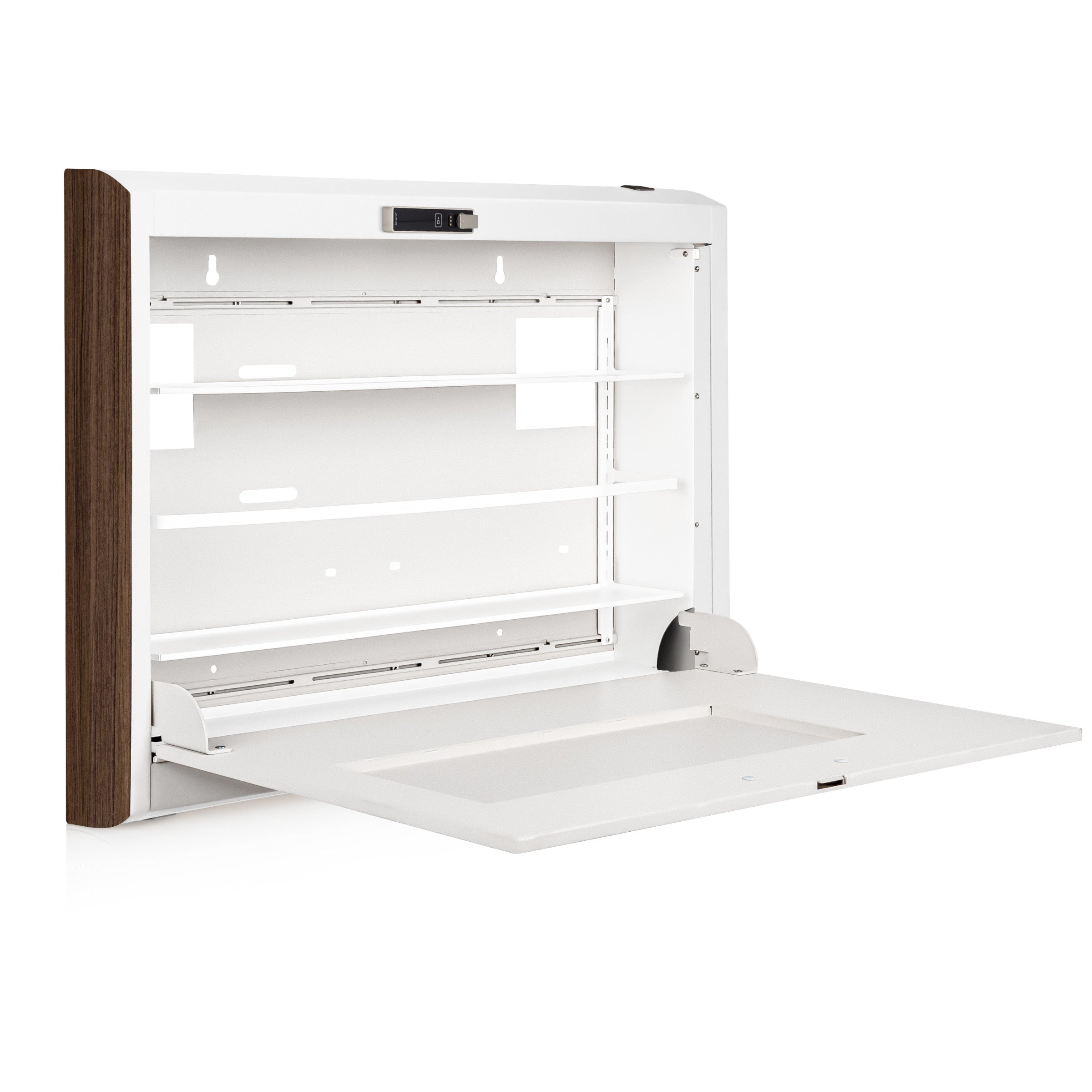 CarePod® Wide 4” Wall-Mounted Workstations with Keyboard Door, Powder White