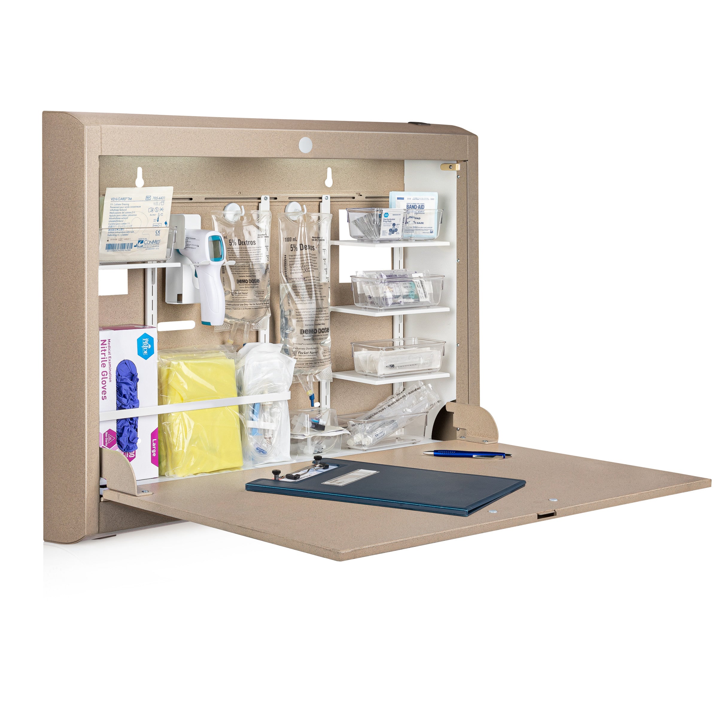 CarePod® Wide 4” Wall-Mounted Workstations with Standard Door, Sandstone
