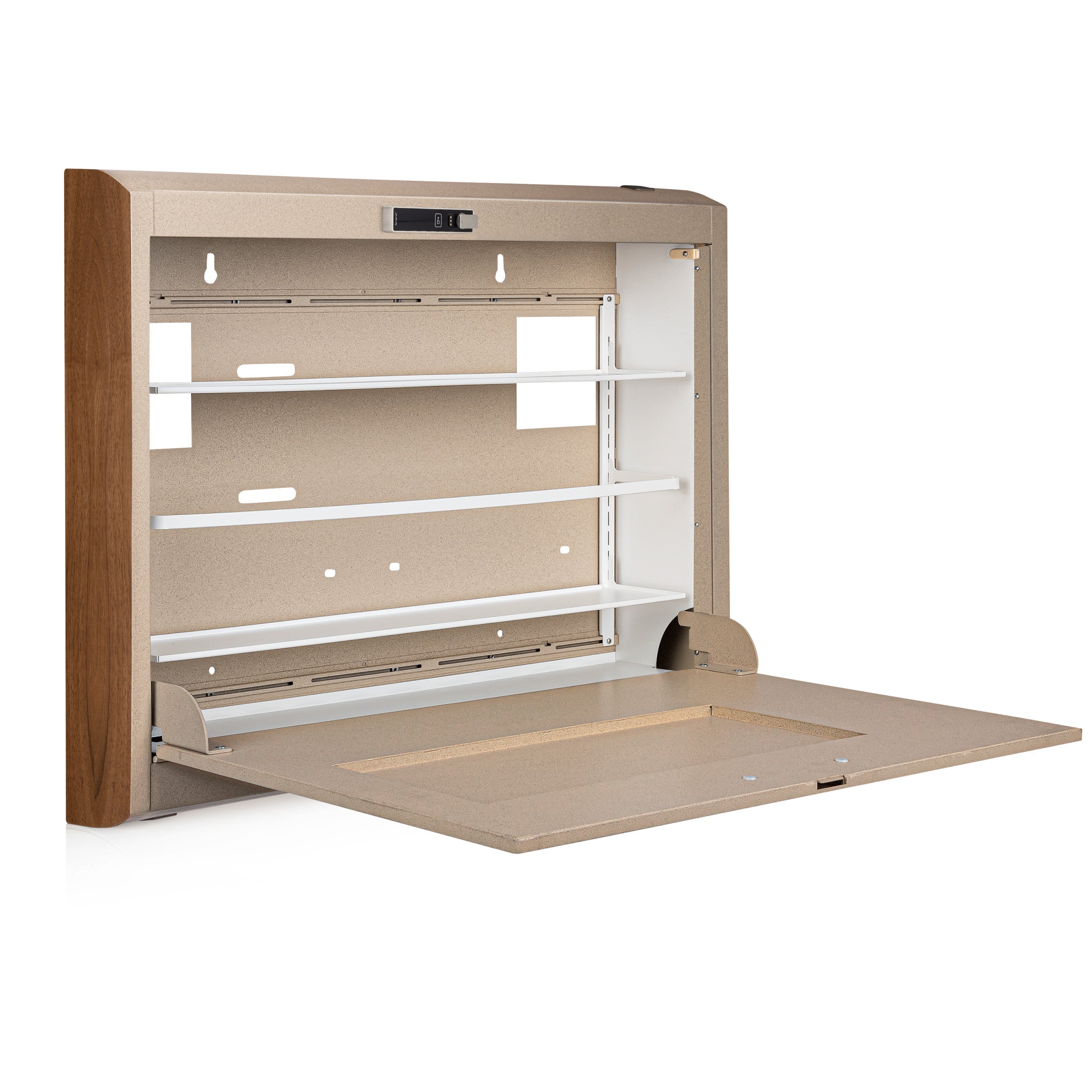 CarePod® Wide 4” Wall-Mounted Workstations with Keyboard Door, Sandstone