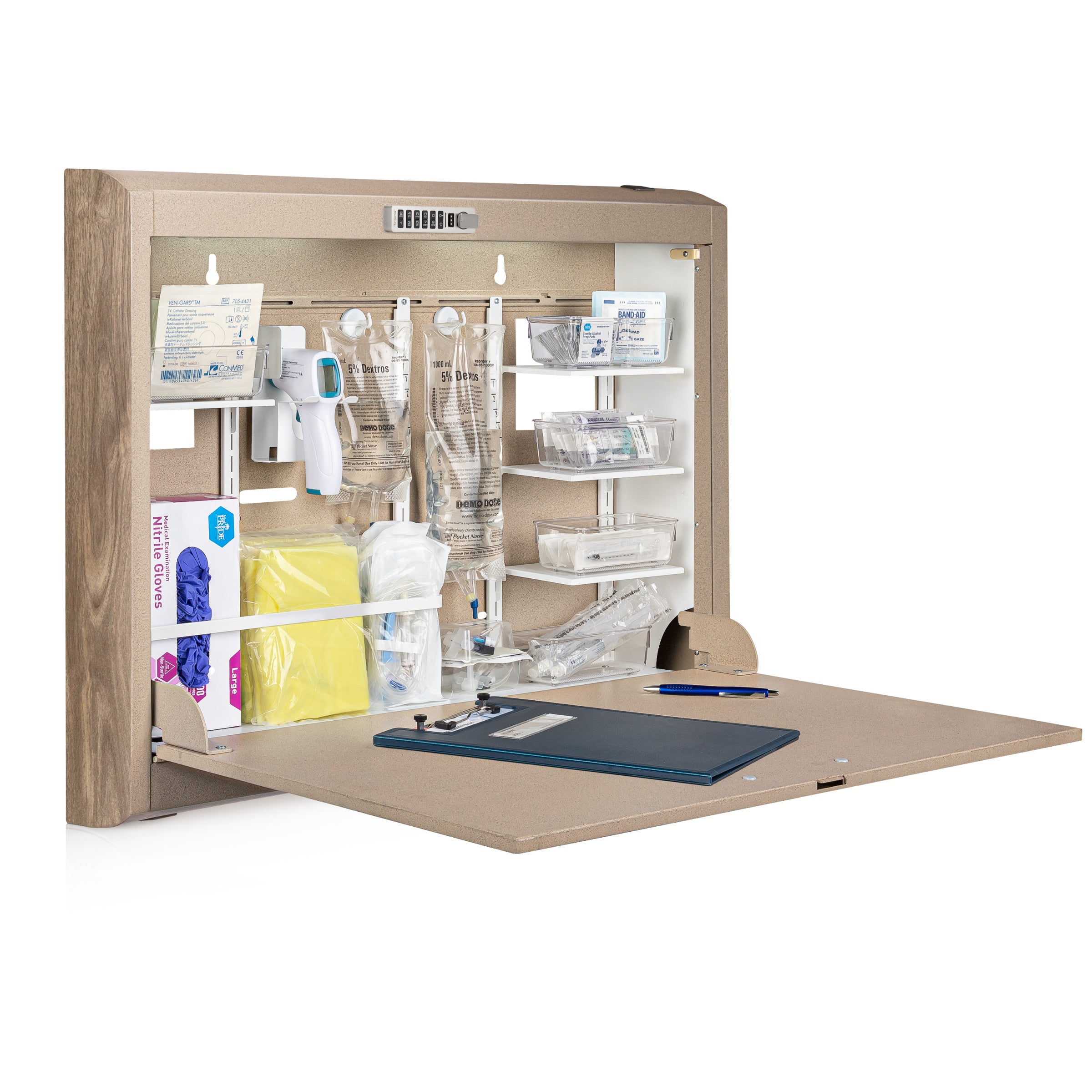 CarePod® Wide 4” Wall-Mounted Workstations with Standard Door, Sandstone