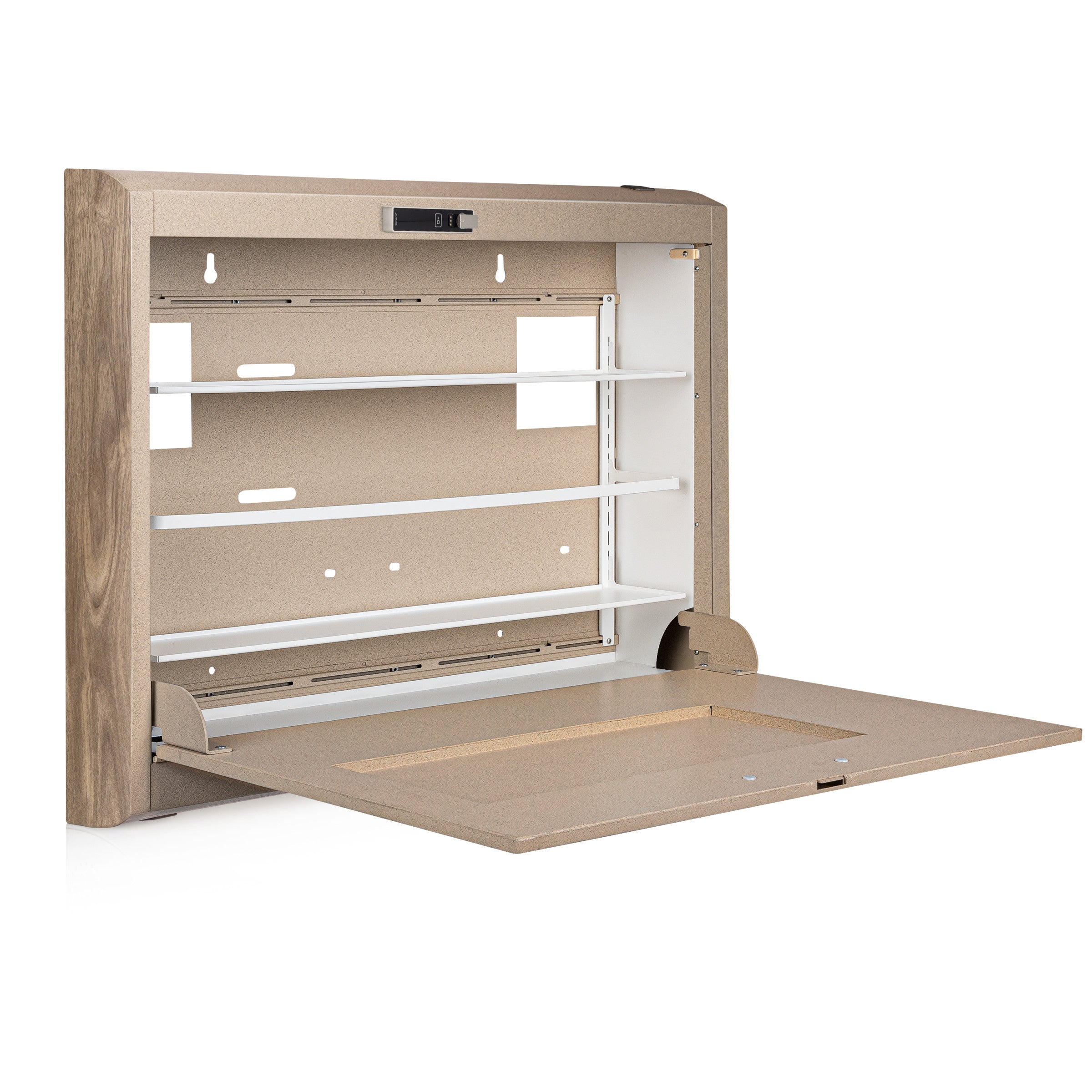 CarePod® Wide 4” Wall-Mounted Workstations with Keyboard Door, Sandstone