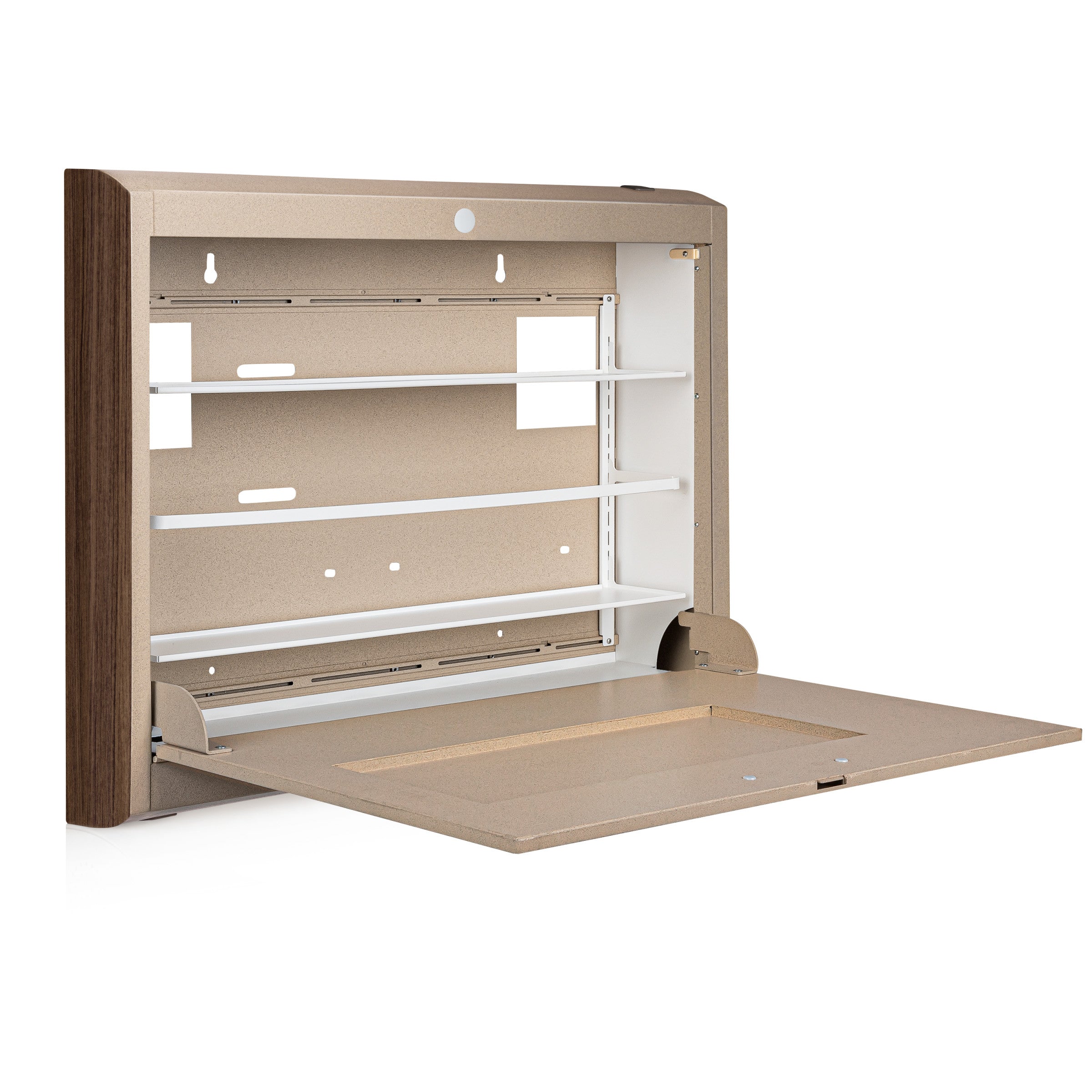 CarePod® Wide 4” Wall-Mounted Workstations with Keyboard Door, Sandstone