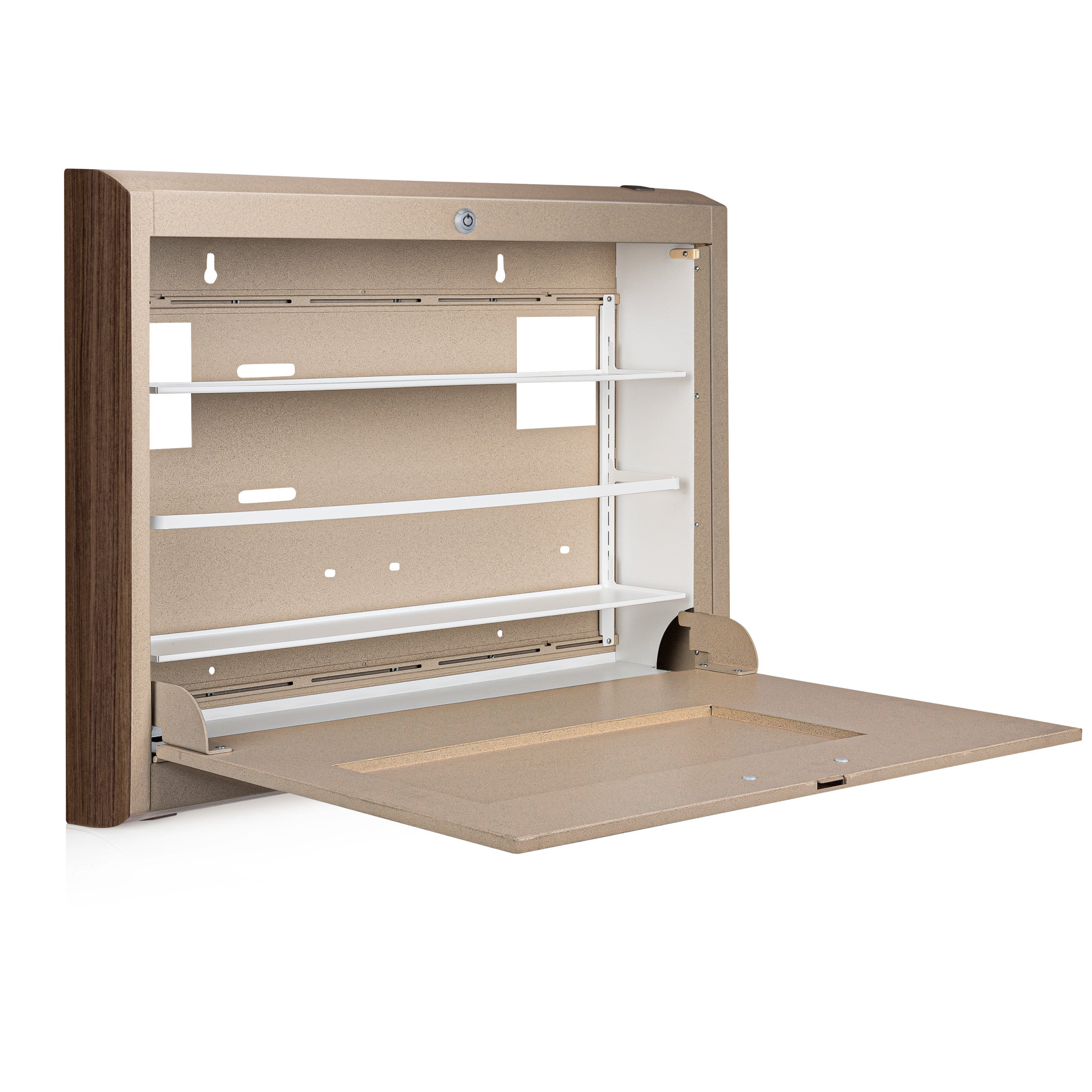 CarePod® Wide 4” Wall-Mounted Workstations with Keyboard Door, Sandstone