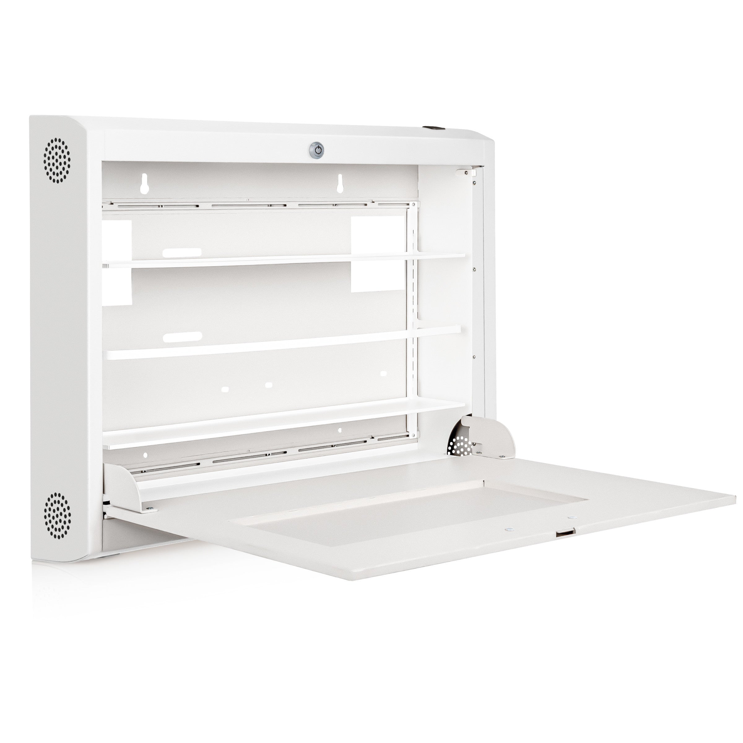 CarePod® Wide 6” Wall-Mounted Workstations with Keyboard Door, Powder White