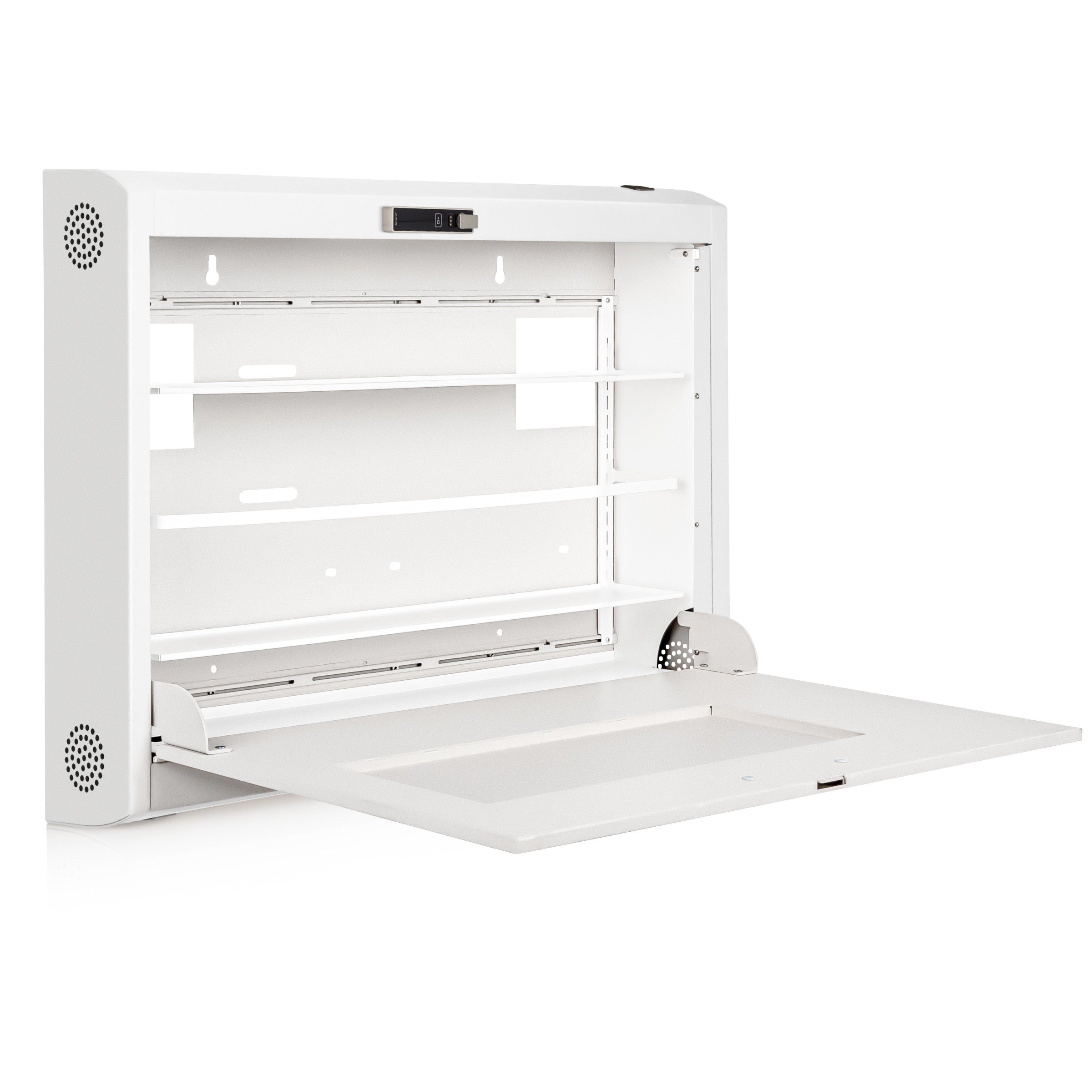 CarePod® Wide 6” Wall-Mounted Workstations with Keyboard Door, Powder White