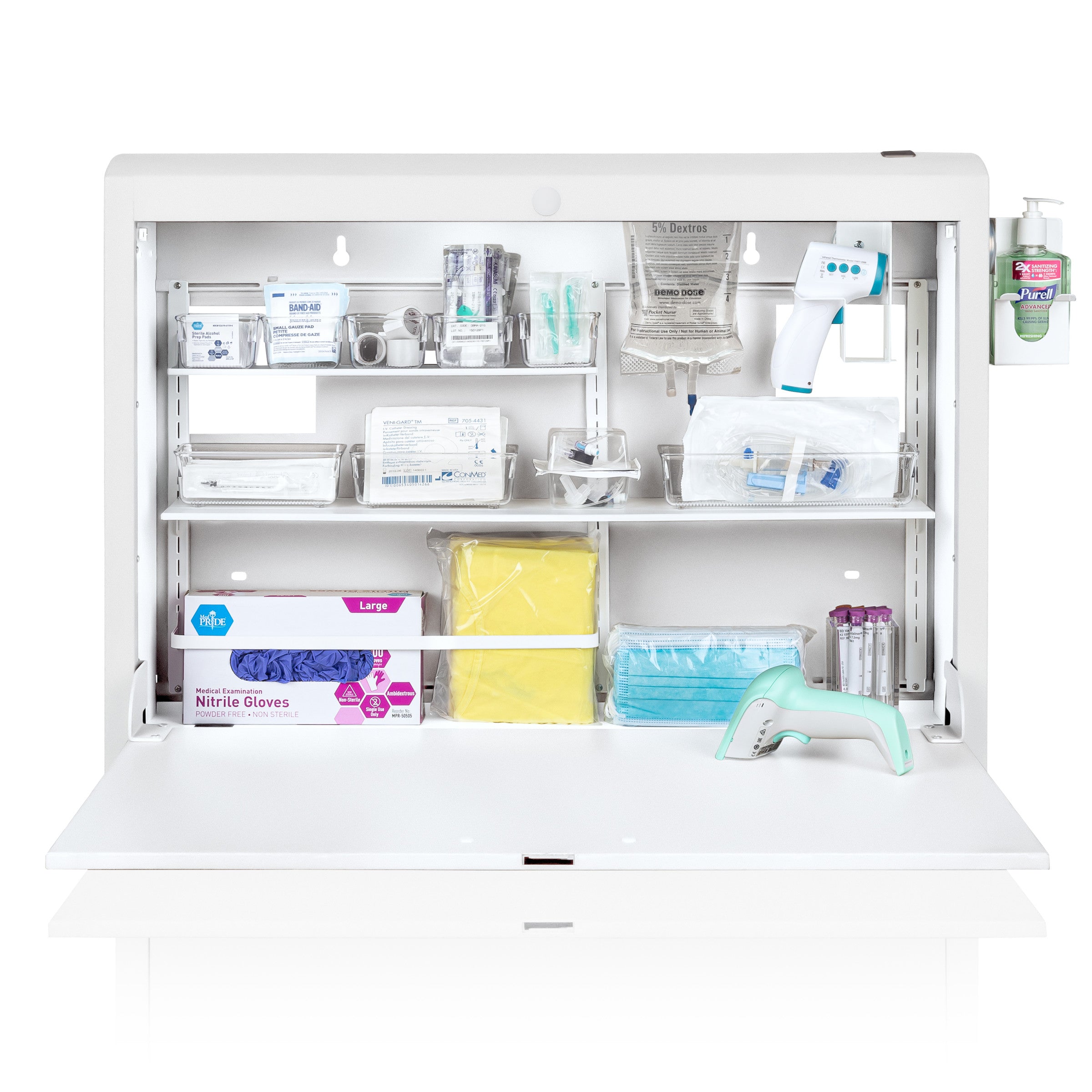 CarePod® Wide 6” Wall-Mounted Workstations with Standard Door, Powder White