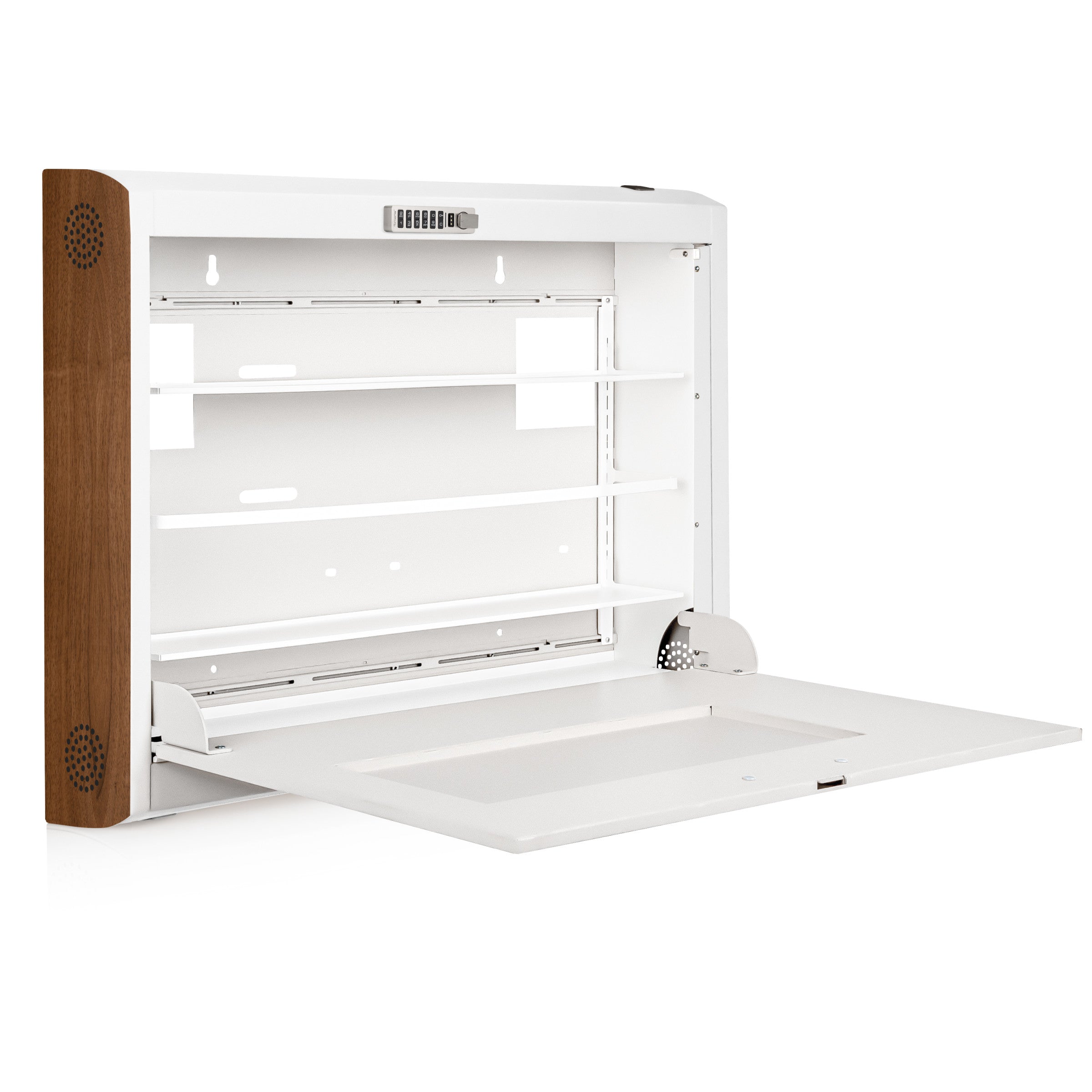 CarePod® Wide 6” Wall-Mounted Workstations with Keyboard Door, Powder White