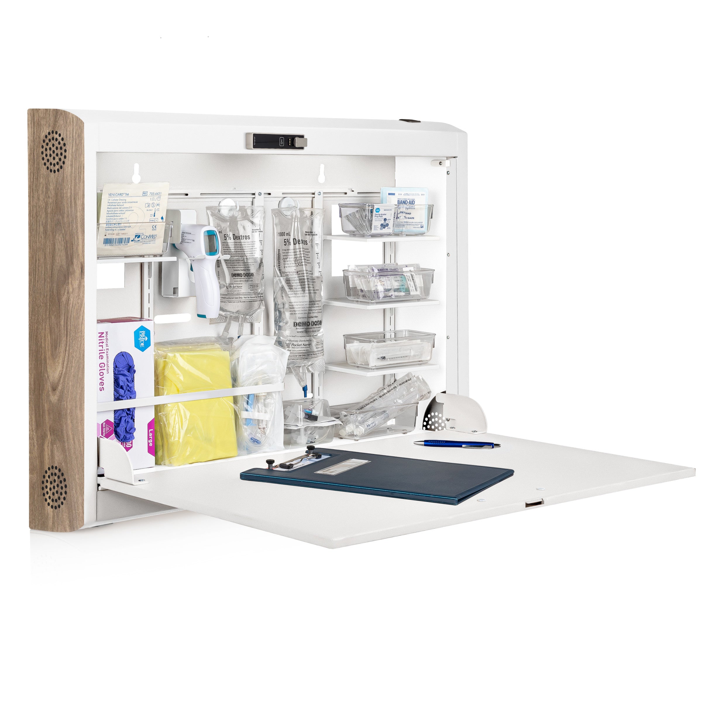 CarePod® Wide 6” Wall-Mounted Workstations with Standard Door, Powder White