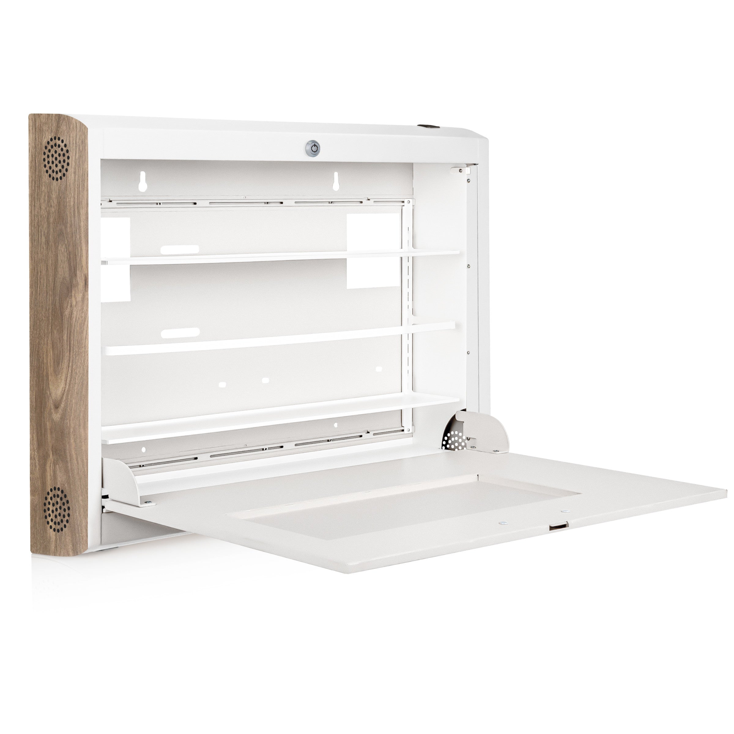 CarePod® Wide 6” Wall-Mounted Workstations with Keyboard Door, Powder White