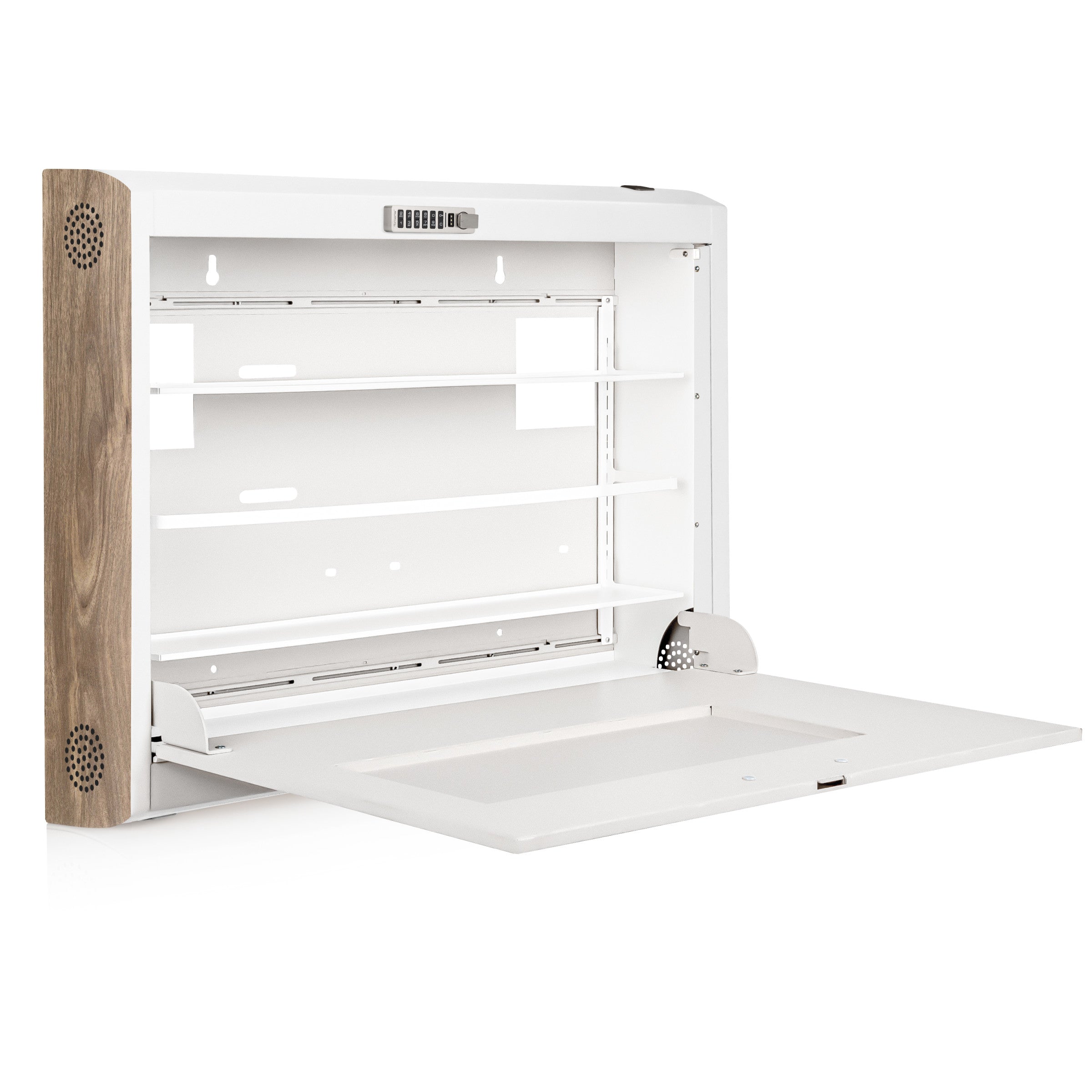 CarePod® Wide 6” Wall-Mounted Workstations with Keyboard Door, Powder White