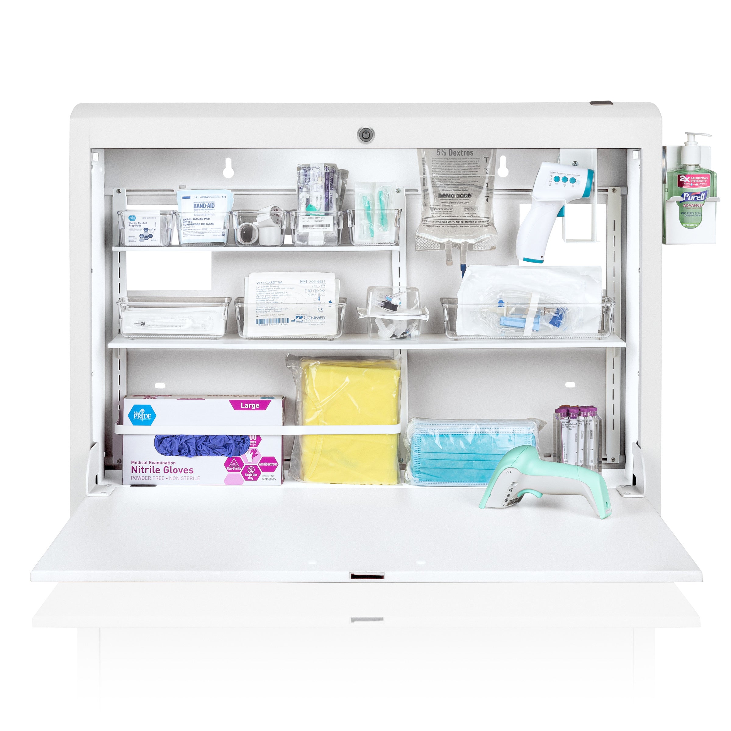 CarePod® Wide 6” Wall-Mounted Workstations with Standard Door, Powder White