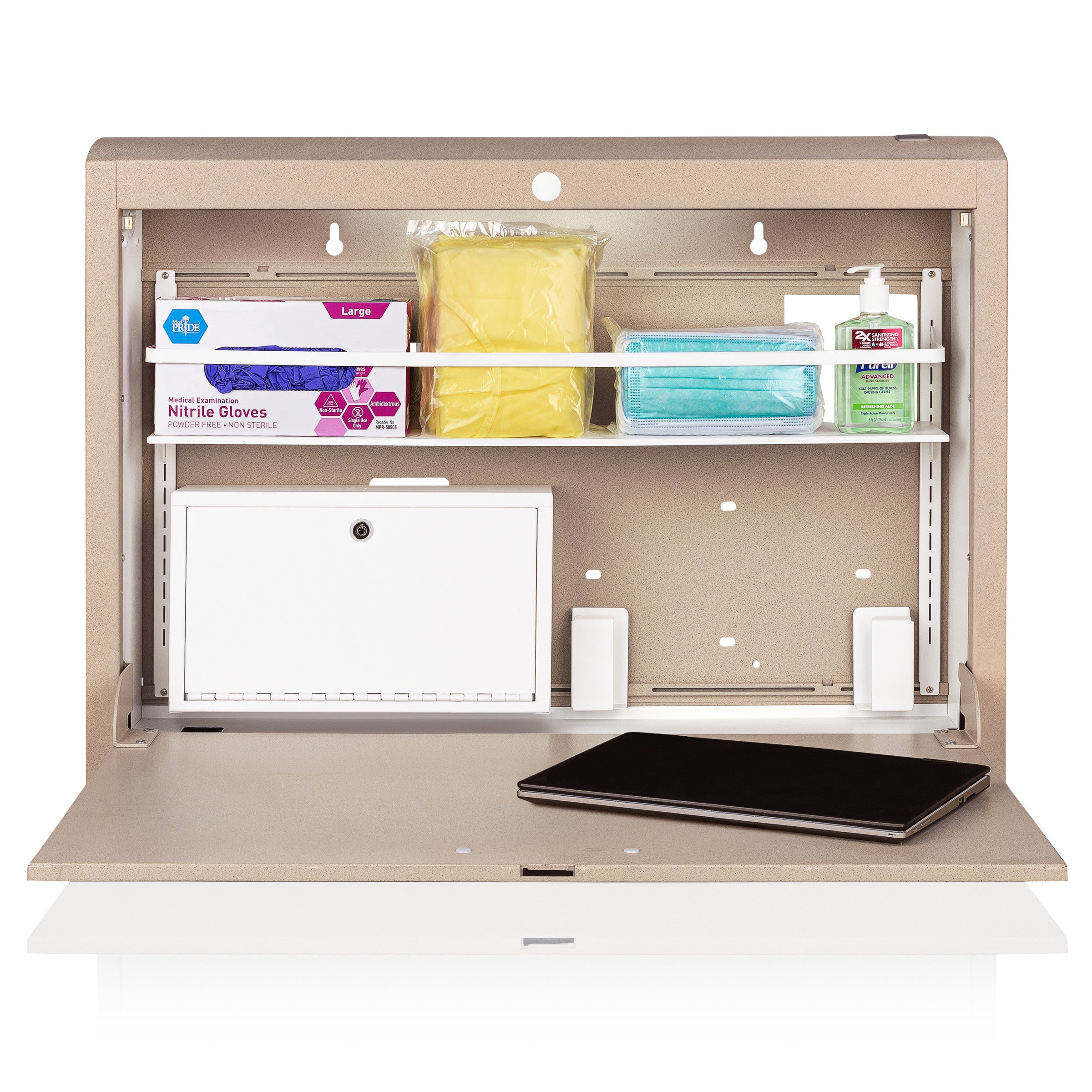 CarePod® Wide 6” Wall-Mounted Workstations with Standard Door, Sandstone