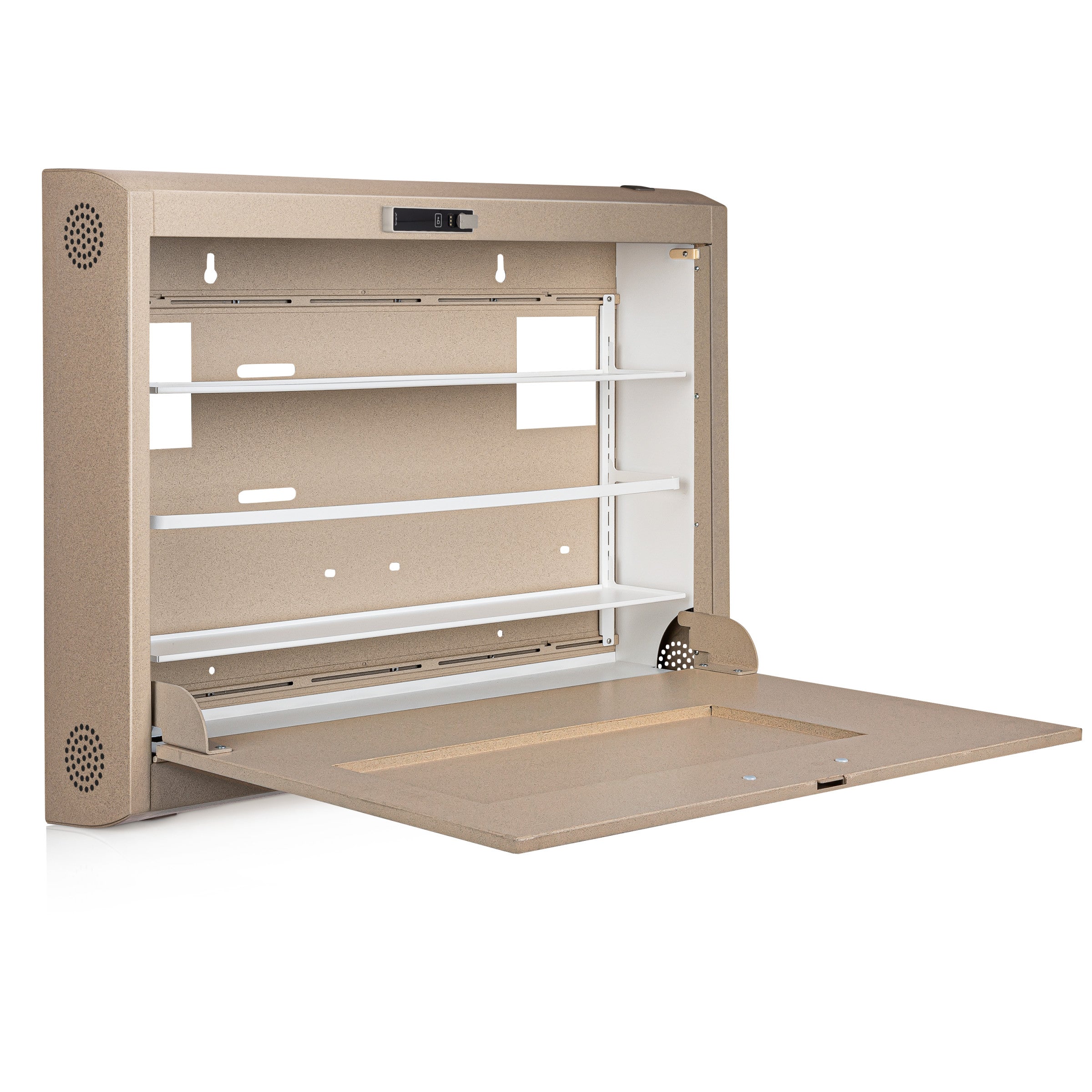 CarePod® Wide 6” Wall-Mounted Workstations with Keyboard Door, Sandstone