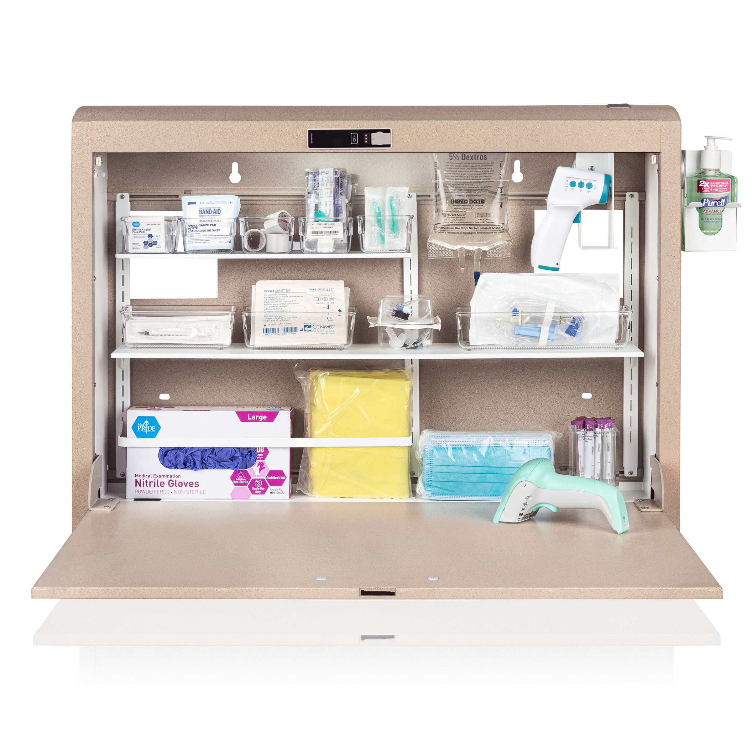 CarePod® Wide 6” Wall-Mounted Workstations with Standard Door, Sandstone