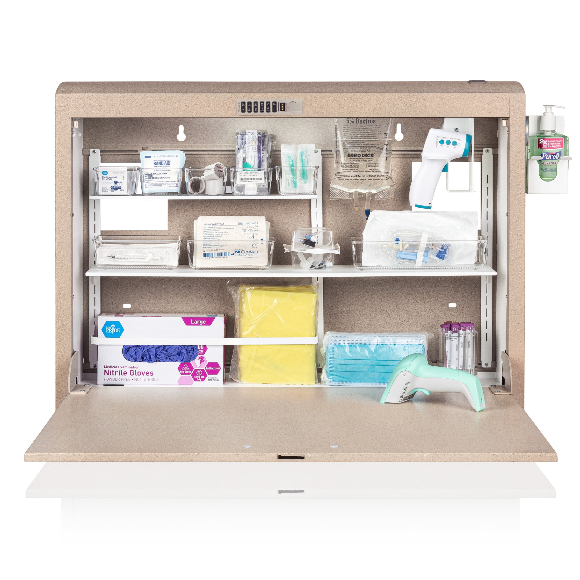 CarePod® Wide 6” Wall-Mounted Workstations with Standard Door, Sandstone