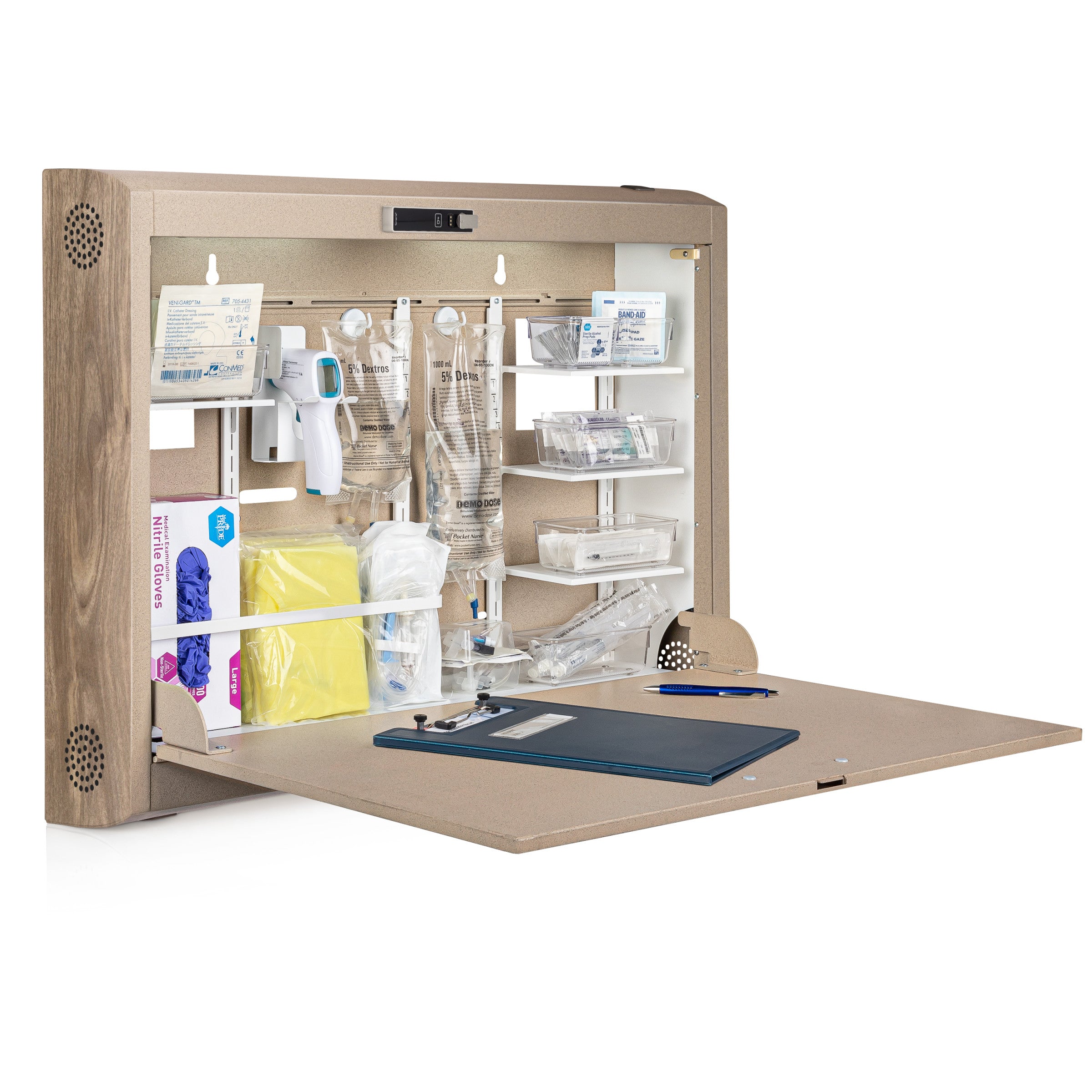 CarePod® Wide 6” Wall-Mounted Workstations with Standard Door, Sandstone