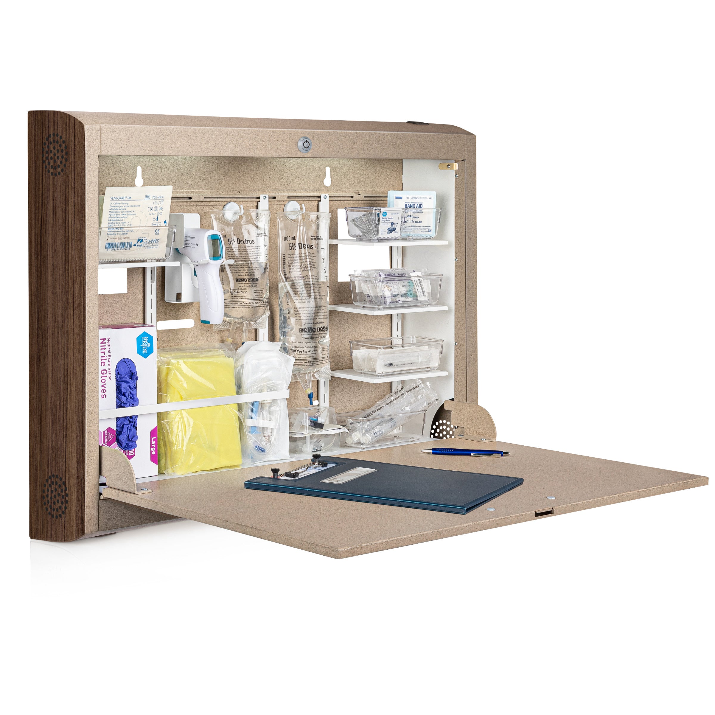 CarePod® Wide 6” Wall-Mounted Workstations with Standard Door, Sandstone