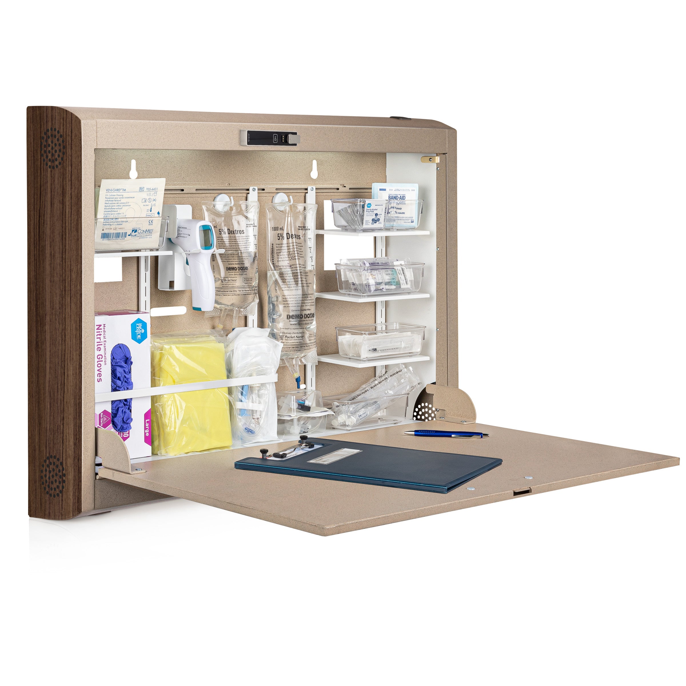 CarePod® Wide 6” Wall-Mounted Workstations with Standard Door, Sandstone
