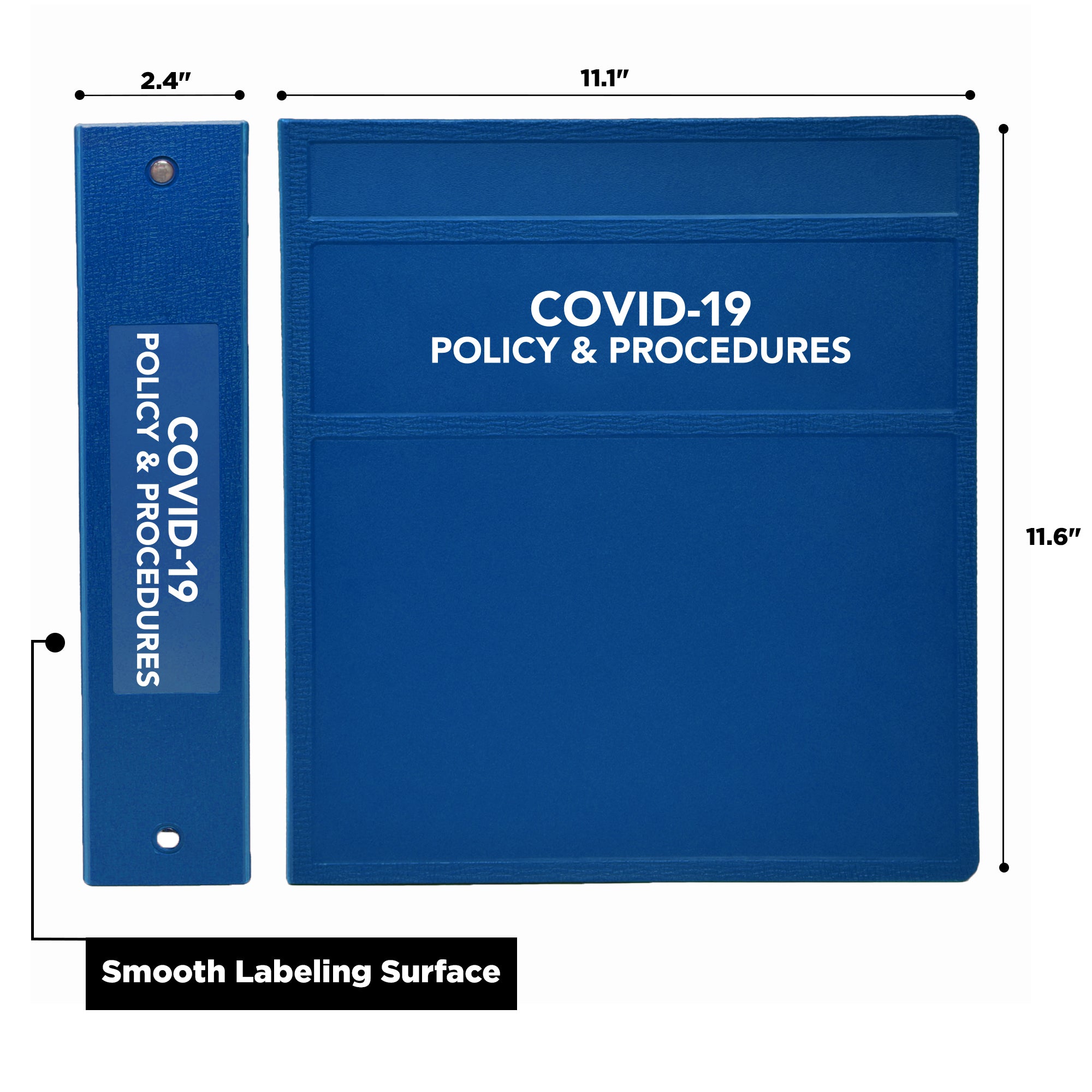 COVID-19 Policies and Procedures 3-Ring Binder with 9-Tab Plastic Divider Set – Side Opening