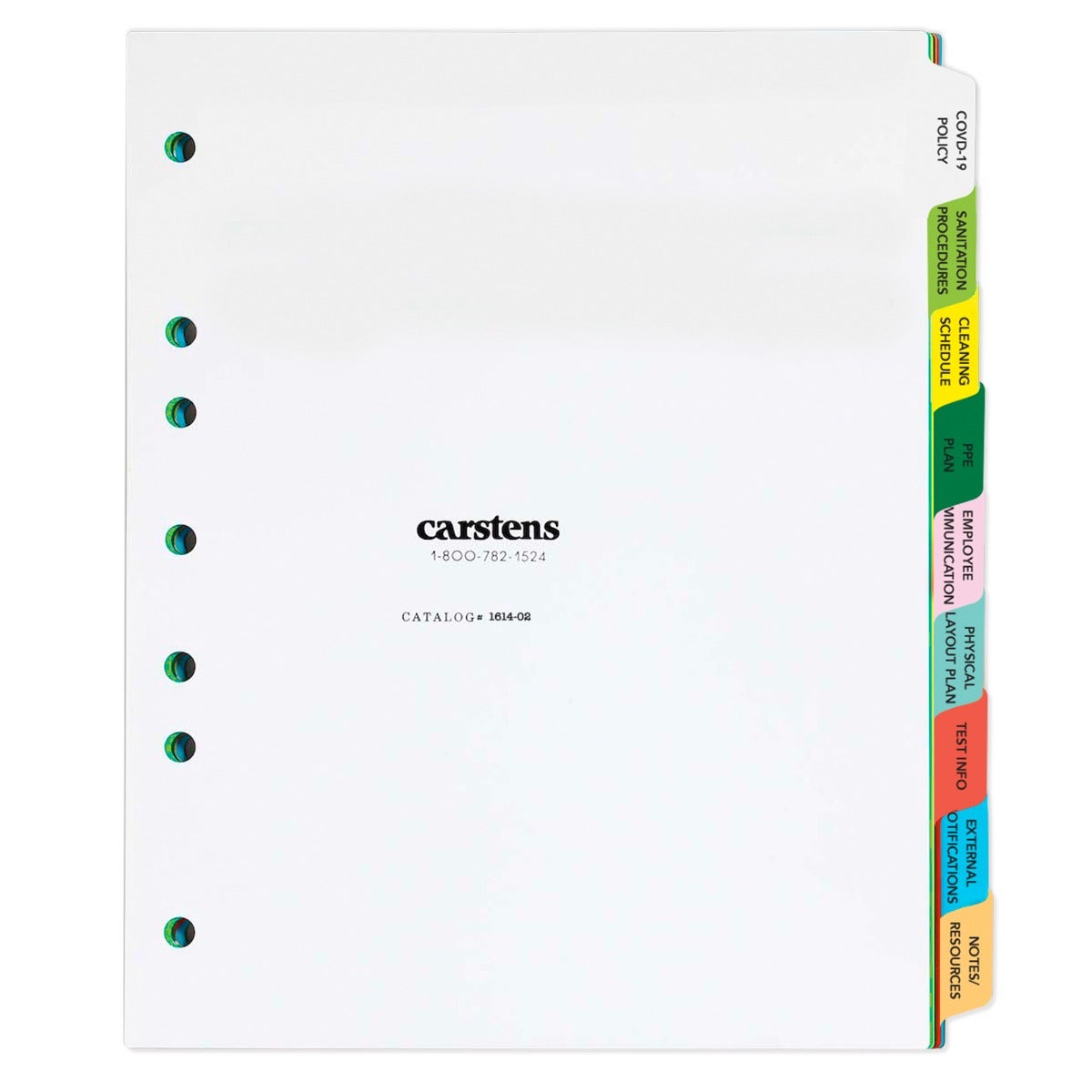 COVID-19 Policies and Procedures 3-Ring Binder with 9-Tab Plastic Divider Set – Side Opening