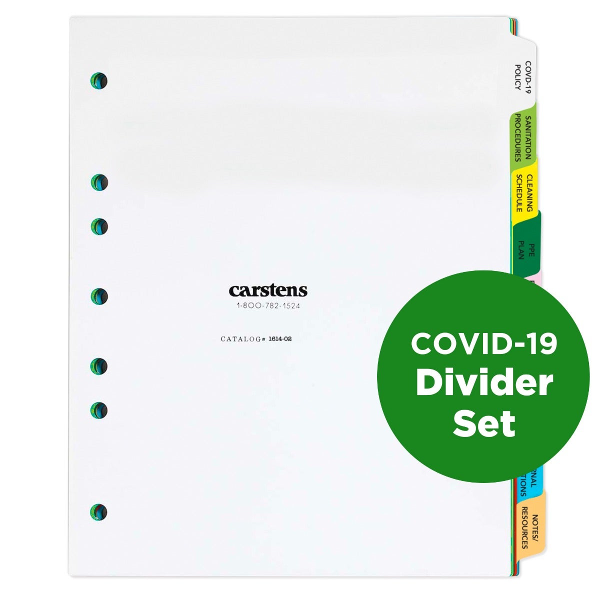 Heavy Duty Plastic COVID-19 Divider Set for Organizing Policies & Procedures, 9-Tab, Side Opening