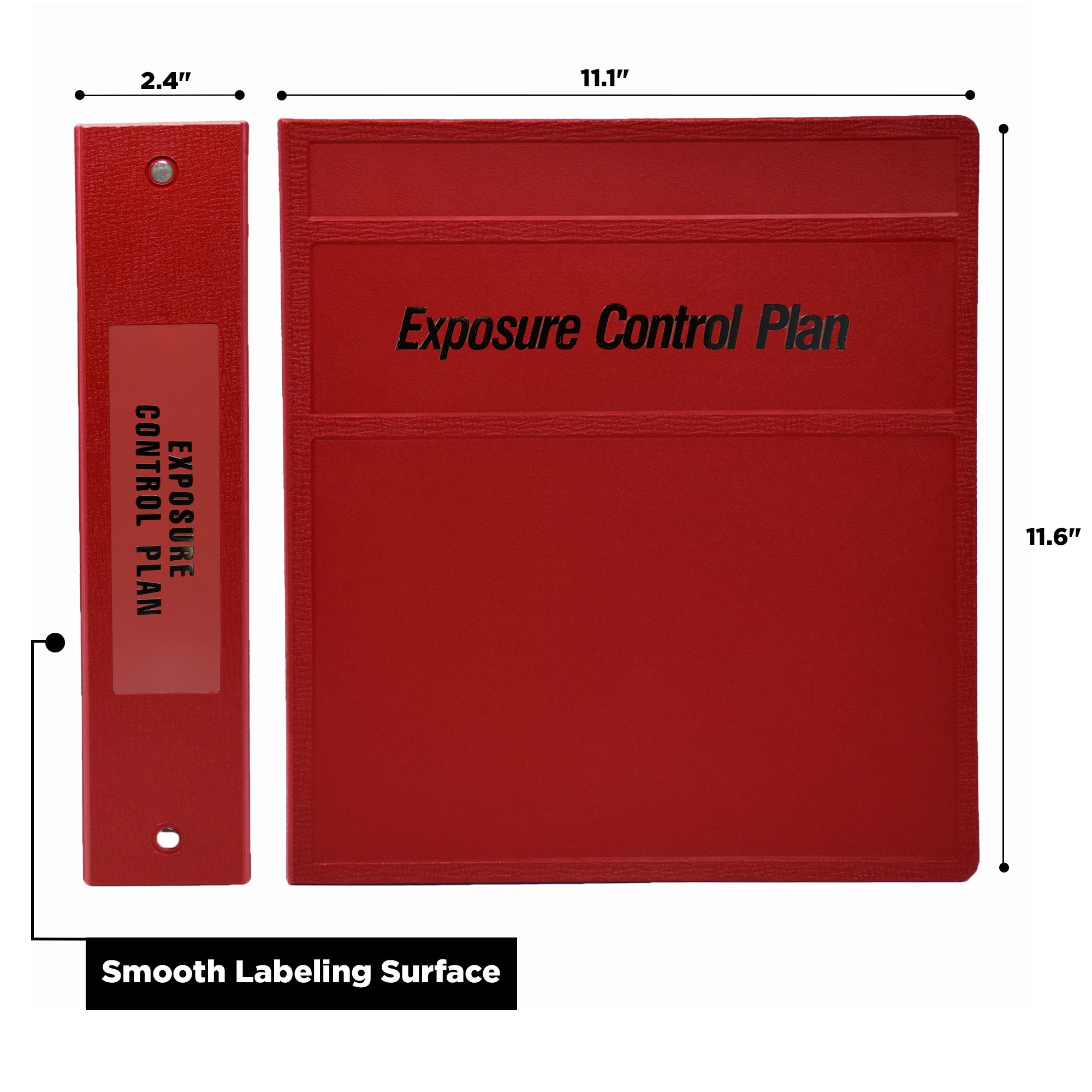 2-Inch Heavy Duty 3-Ring Binder for Exposure Control Manuals – Side Opening, Red